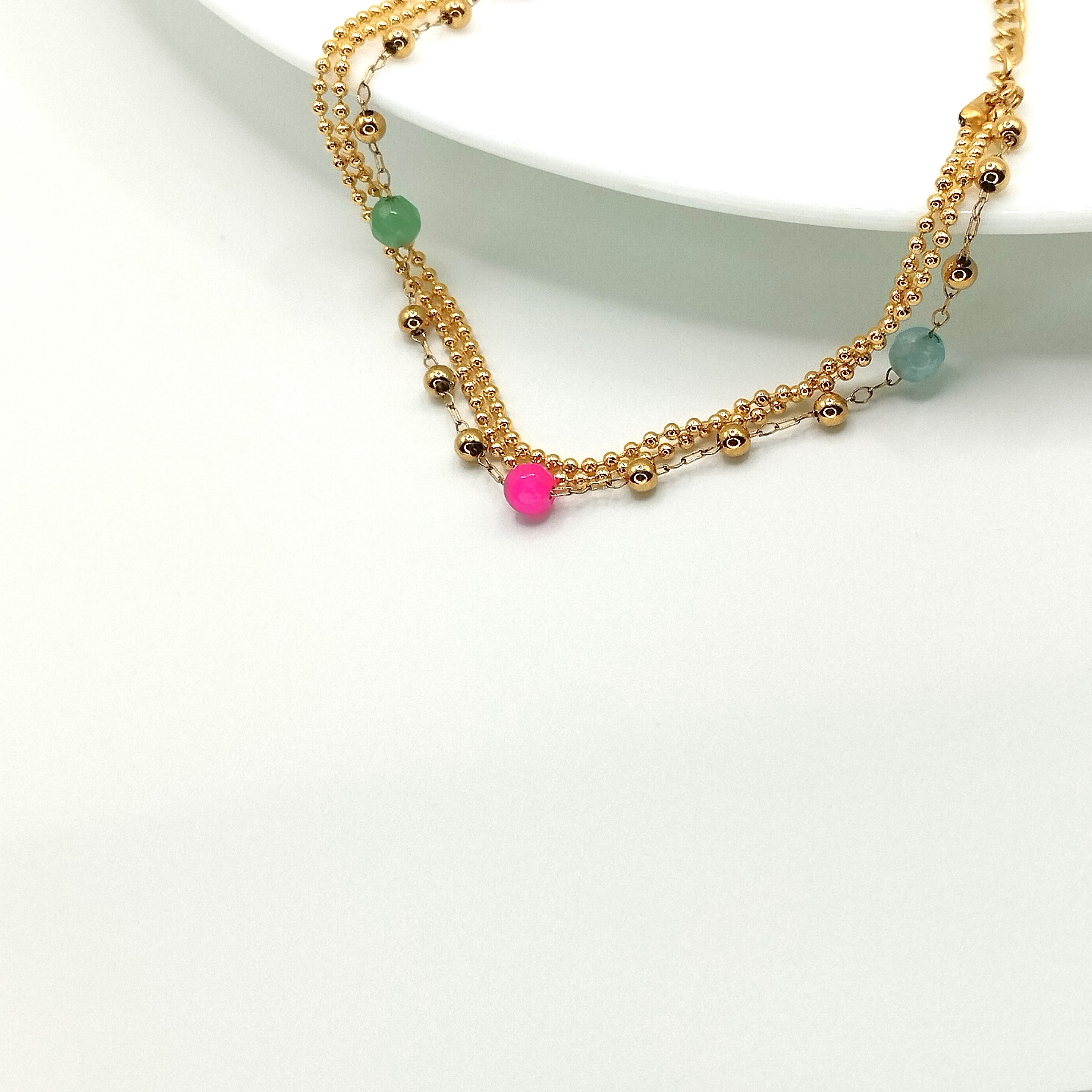 Αλυσίδα τριπλή με πέτρες