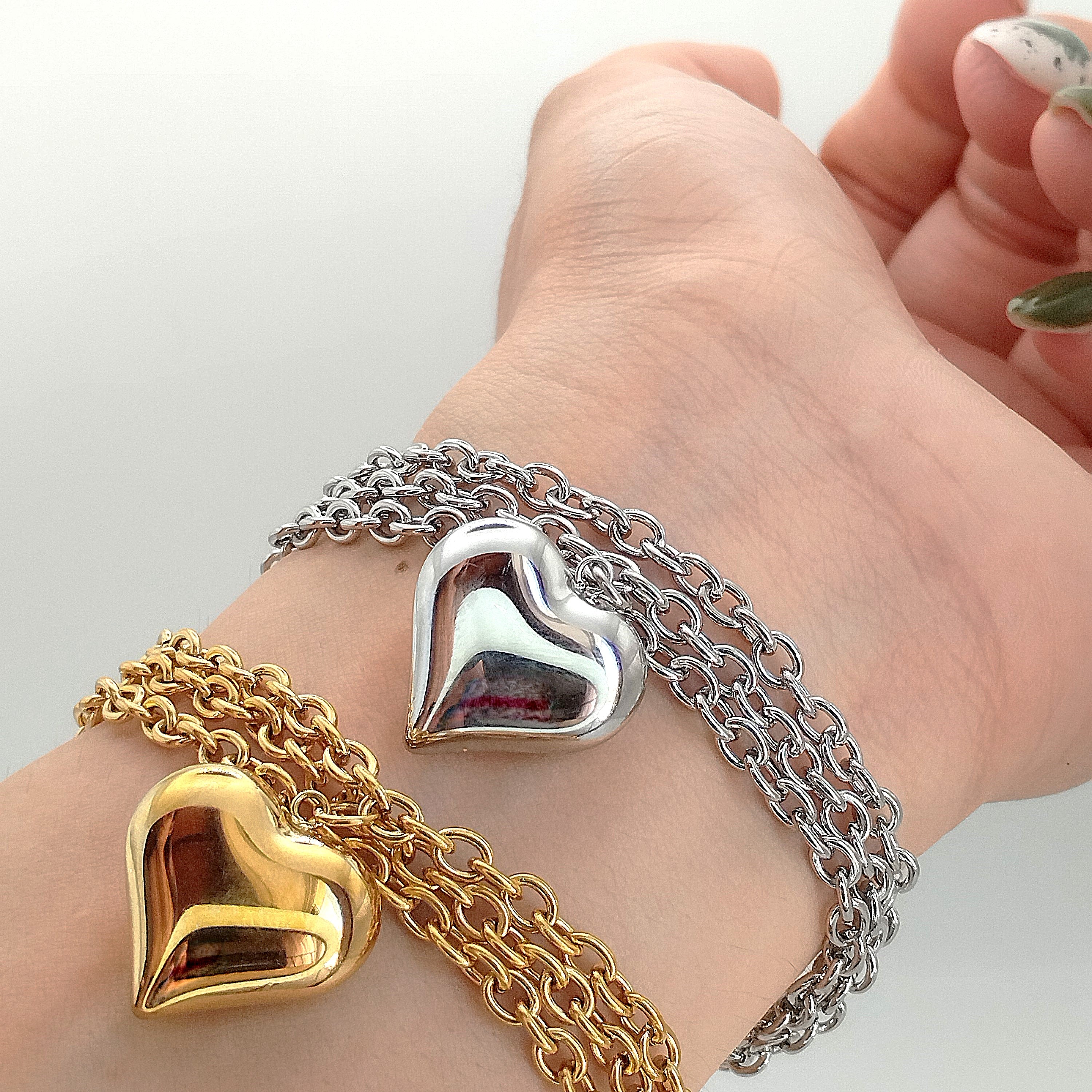 Βραχιόλι τριπλό καρδιά