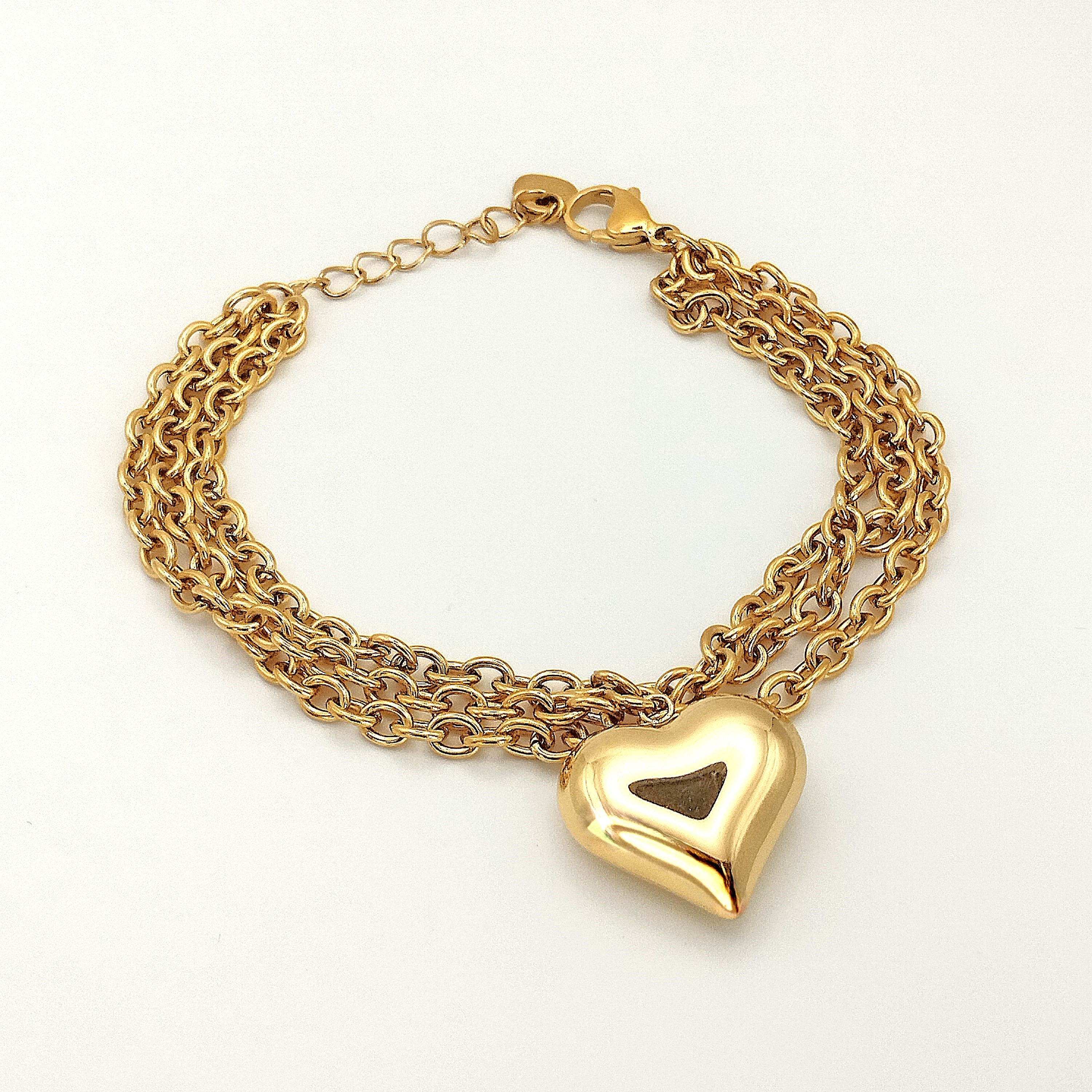 Βραχιόλι τριπλό καρδιά