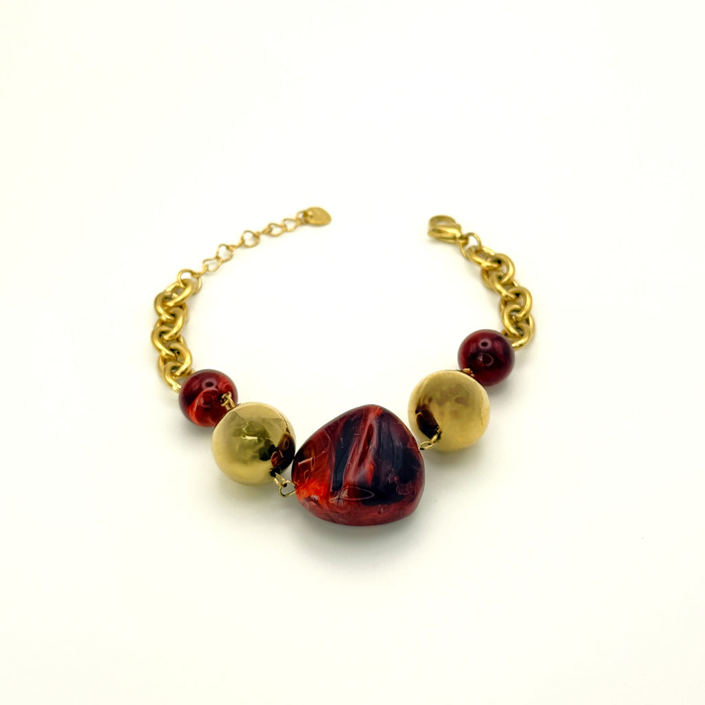 Βραχιόλι Ατσάλινη Αλυσίδα Με Ογκώδη Πέτρα