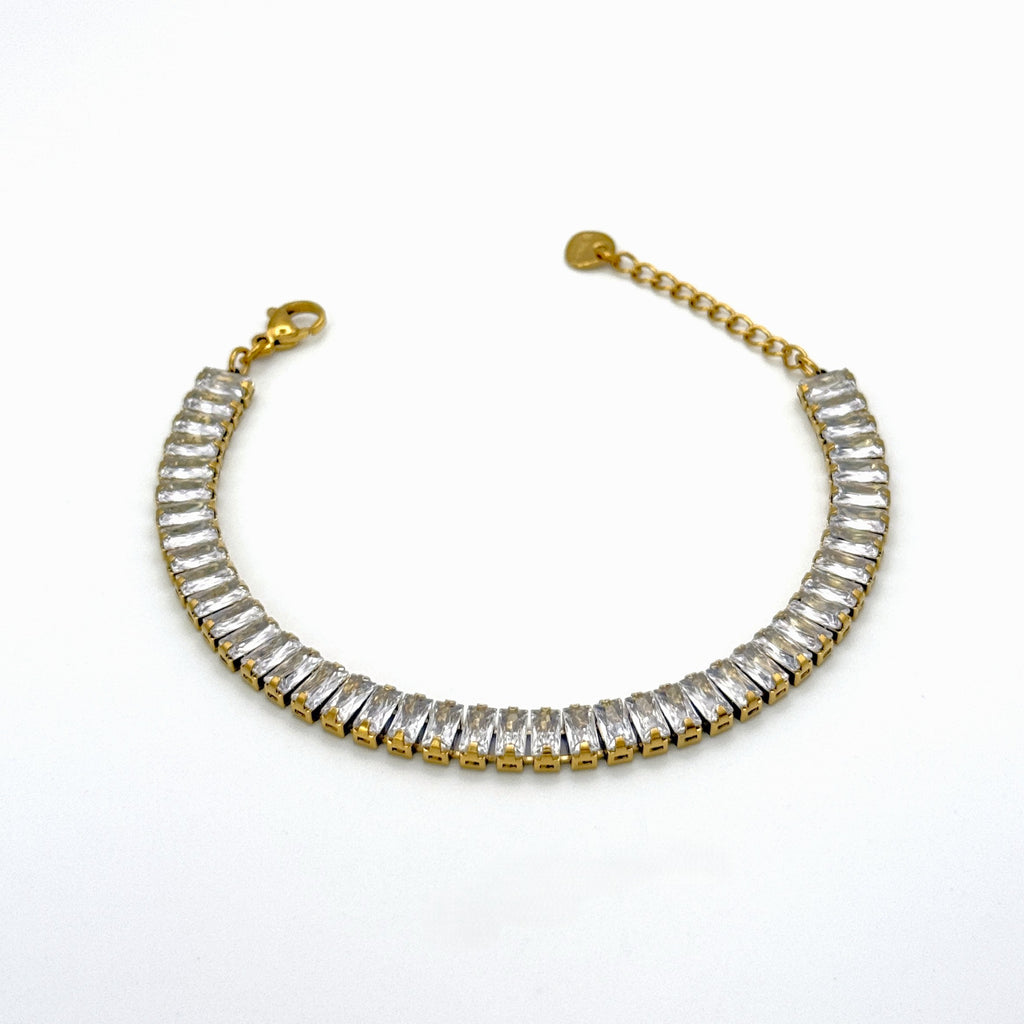 Βραχιόλι Ατσάλινο Ριβιέρα Με Ορθογώνιες Πέτρες