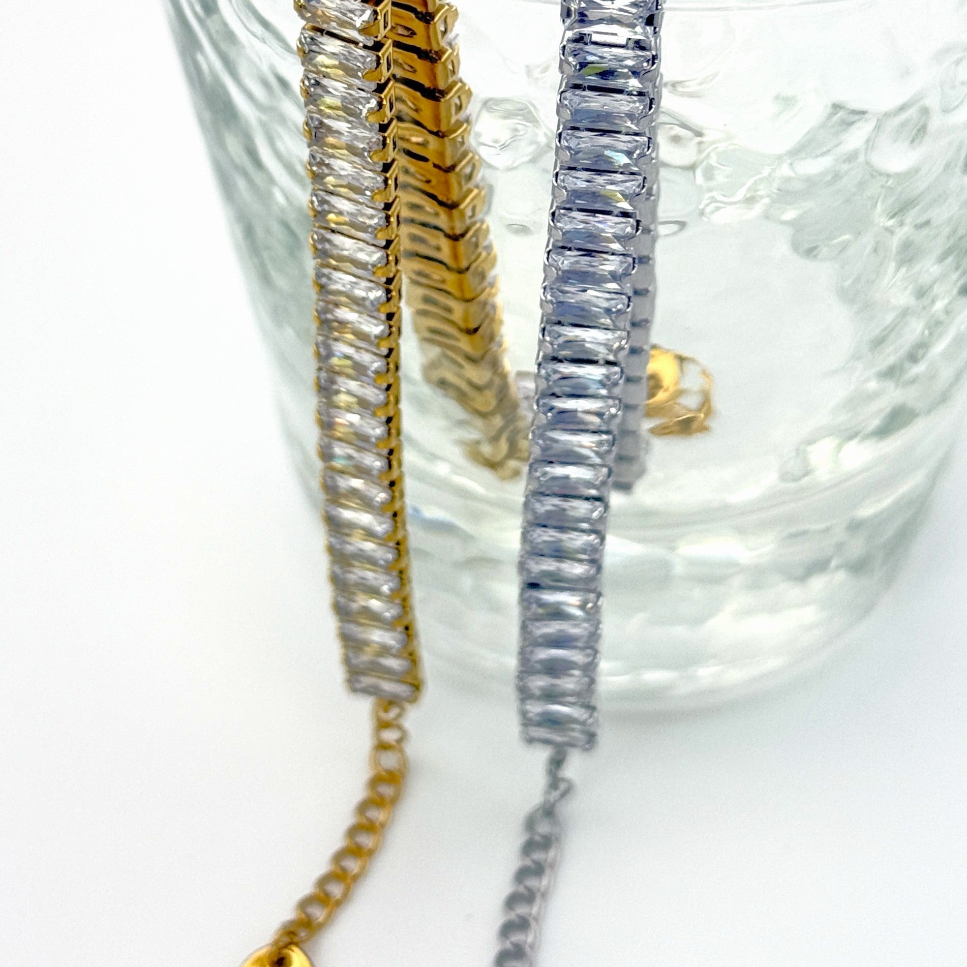 Βραχιόλι Ατσάλινο Ριβιέρα Με Ορθογώνιες Πέτρες