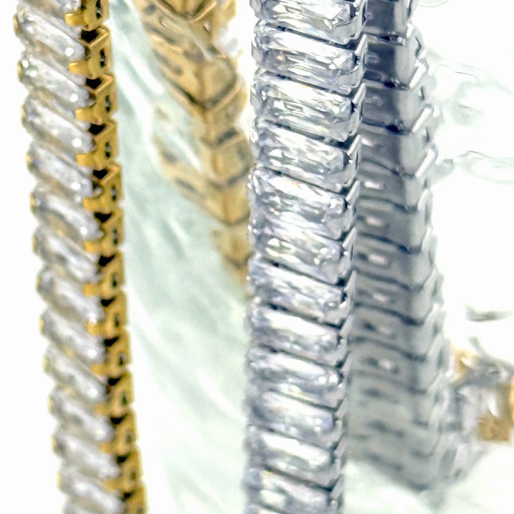 Βραχιόλι Ατσάλινο Ριβιέρα Με Ορθογώνιες Πέτρες