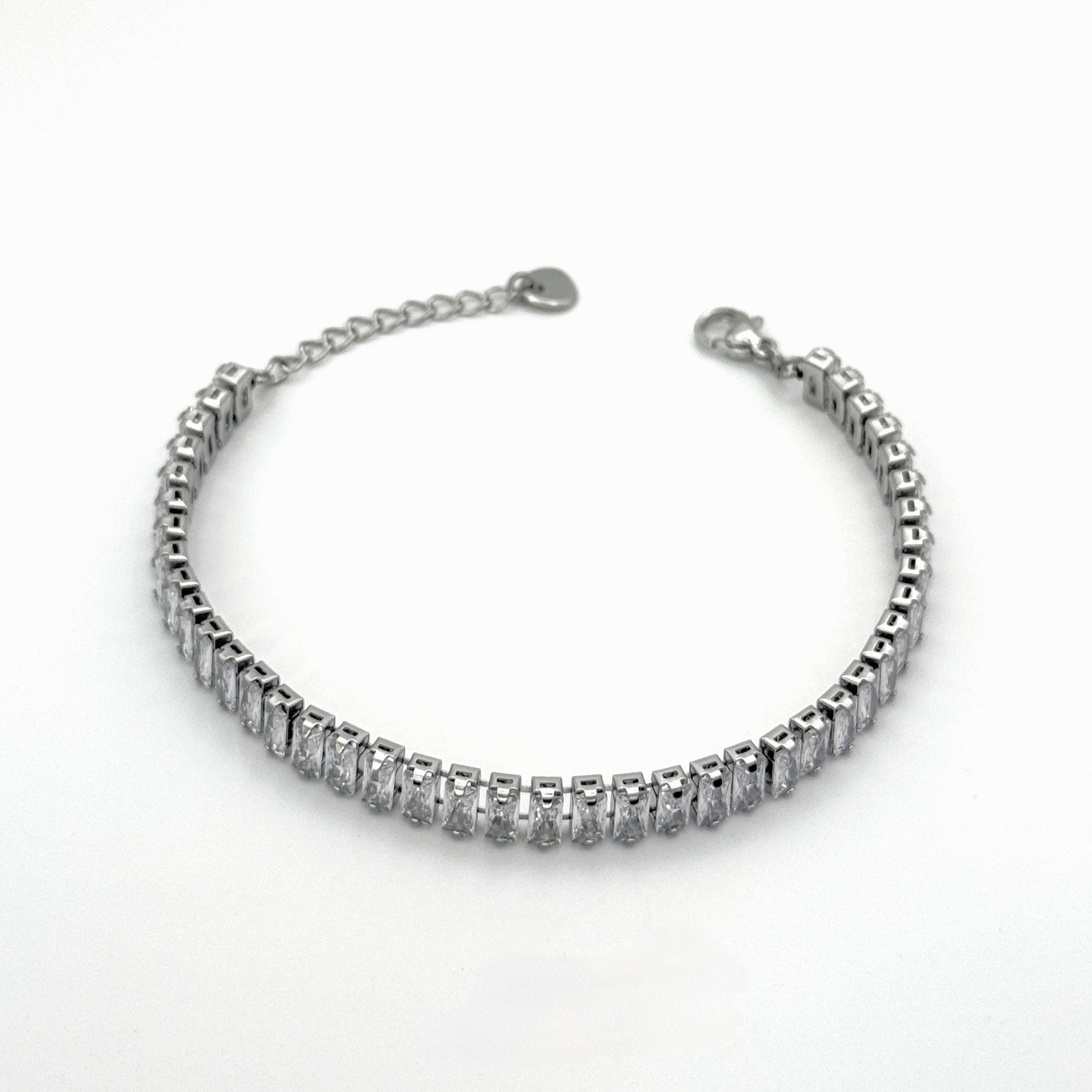 Βραχιόλι Ατσάλινο Ριβιέρα Με Ορθογώνιες Πέτρες