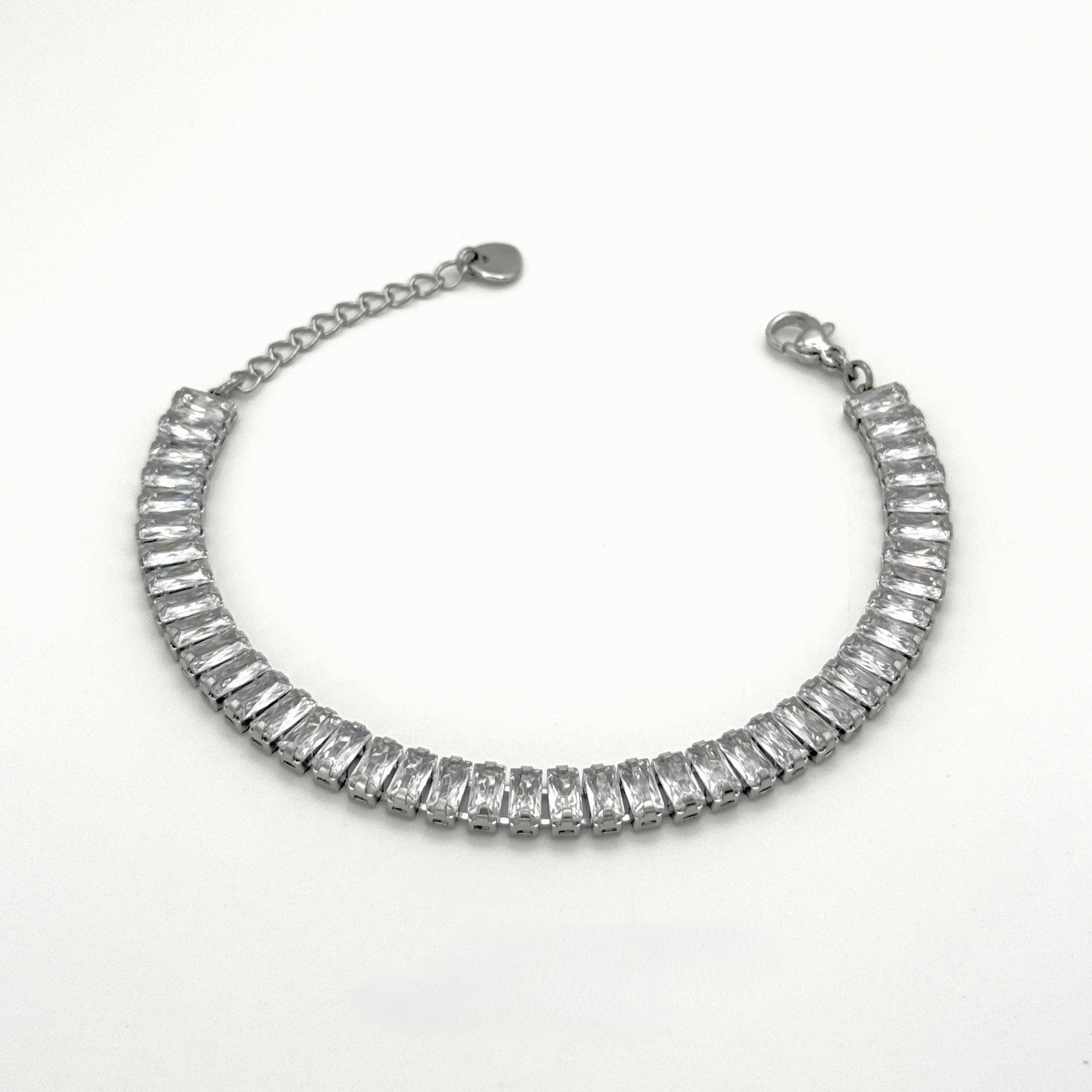 Βραχιόλι Ατσάλινο Ριβιέρα Με Ορθογώνιες Πέτρες