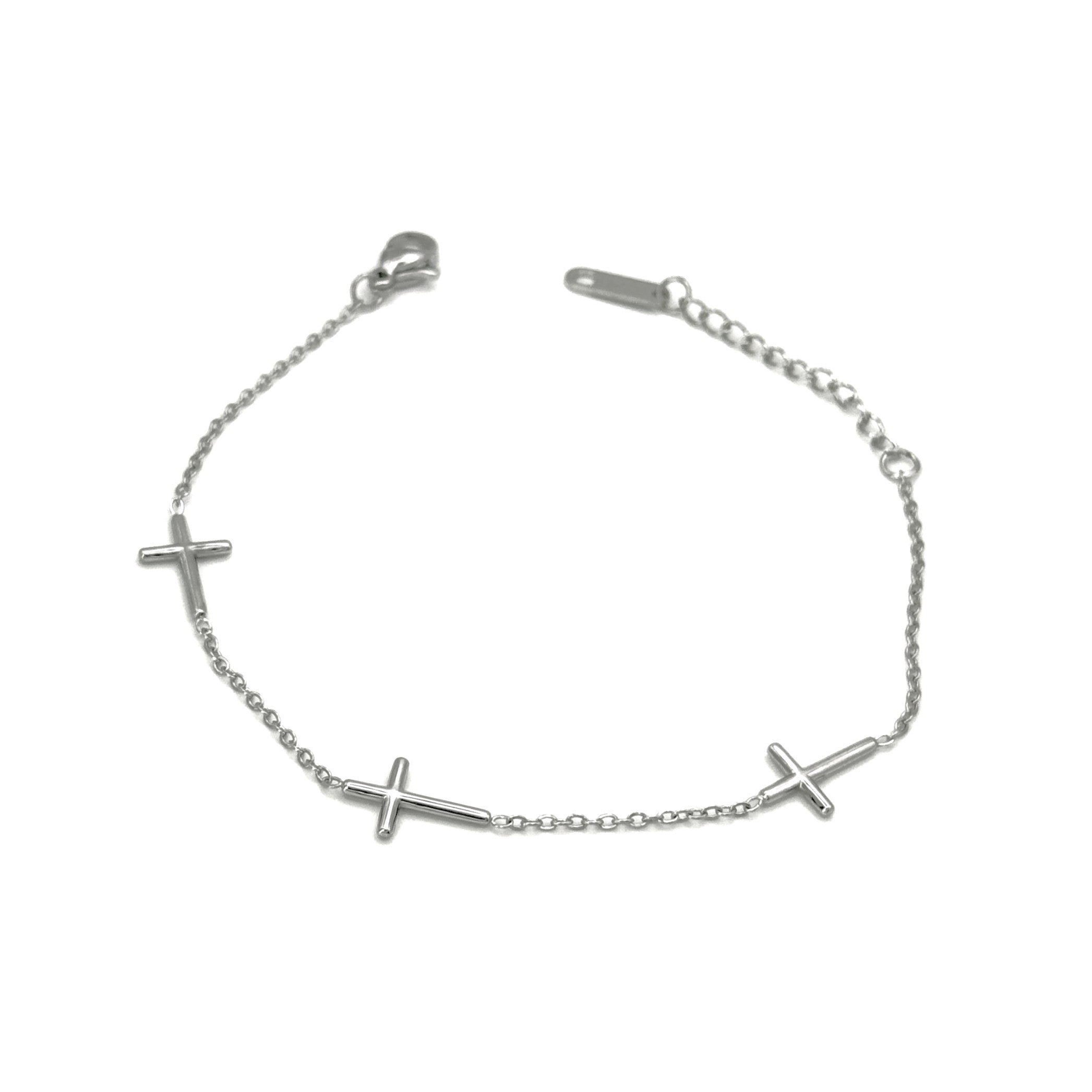 Βραχιόλι Ατσάλινη Λεπτή Αλυσίδα Με Σταυρούς