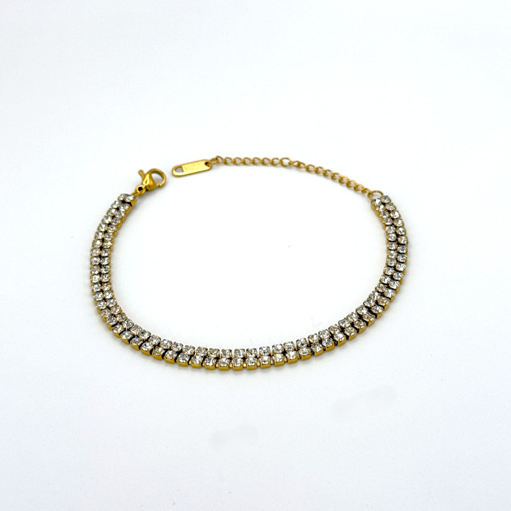 Βραχιόλι Ατσάλινο Ριβιέρα Διπλής Σειράς Με Ζιργκόν