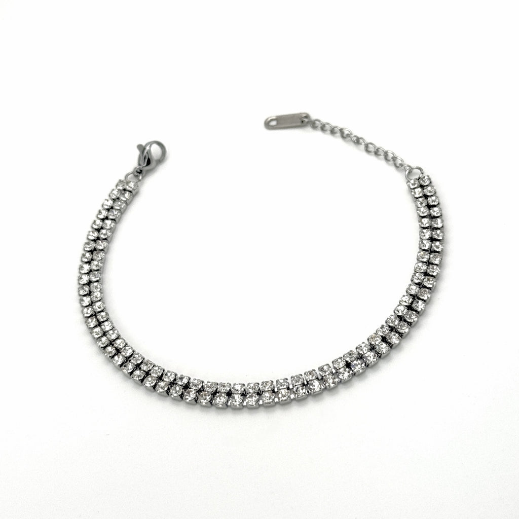 Βραχιόλι Ατσάλινο Ριβιέρα Διπλής Σειράς Με Ζιργκόν