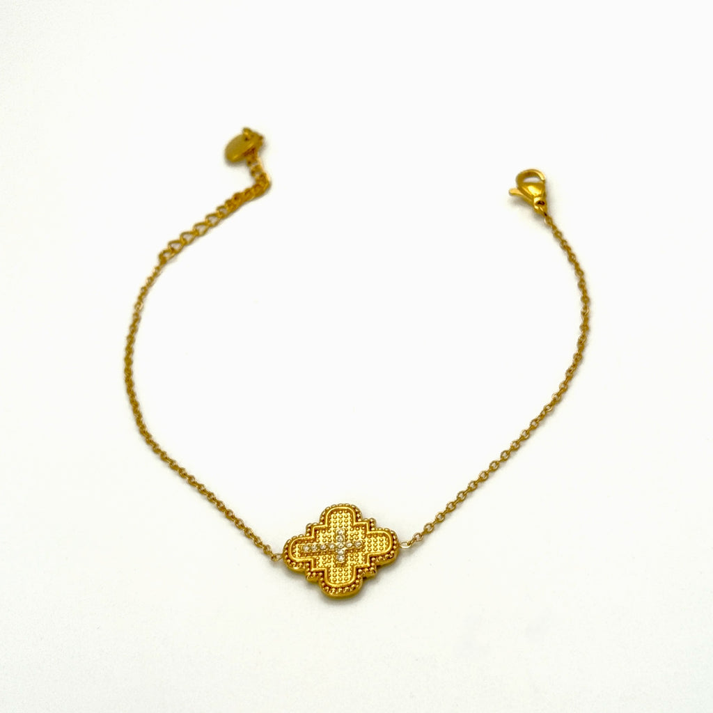 Βραχιόλι Ατσάλινο Λεπτή Αλυσίδα Με Μοτίβο Alhambra