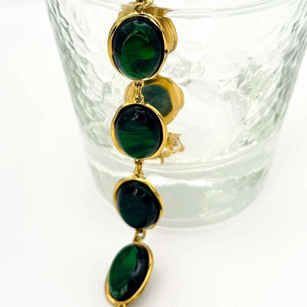 Βραχιόλι Ατσάλινο Με Πράσινες Πέτρες Μαλαχίτη