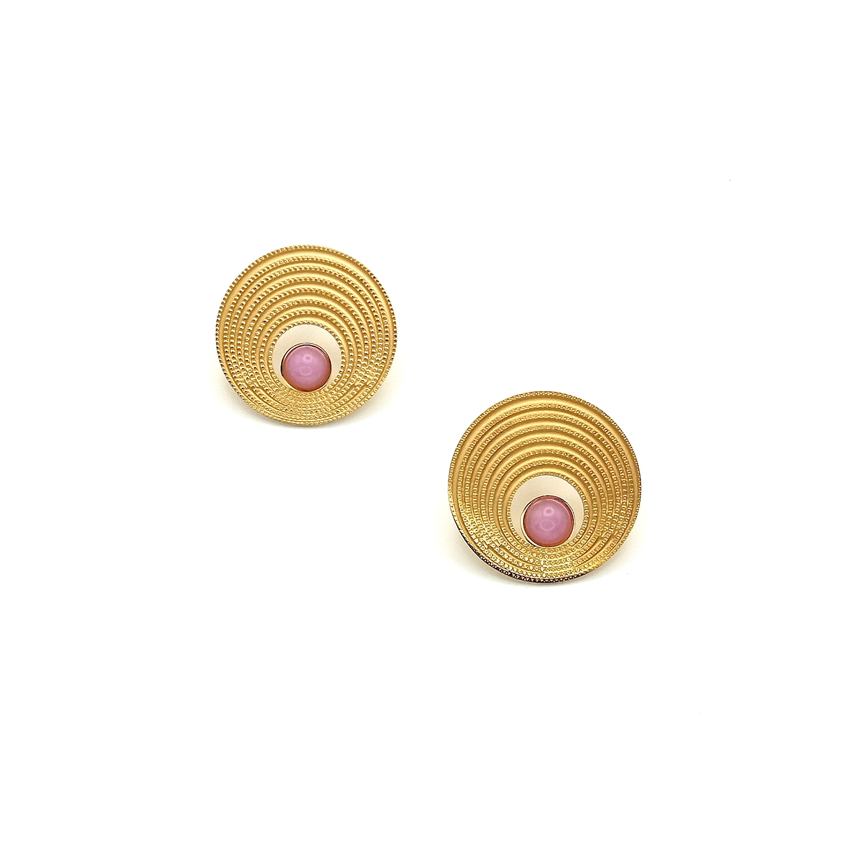 Σκουλαρίκια πλακέ με πέτρα