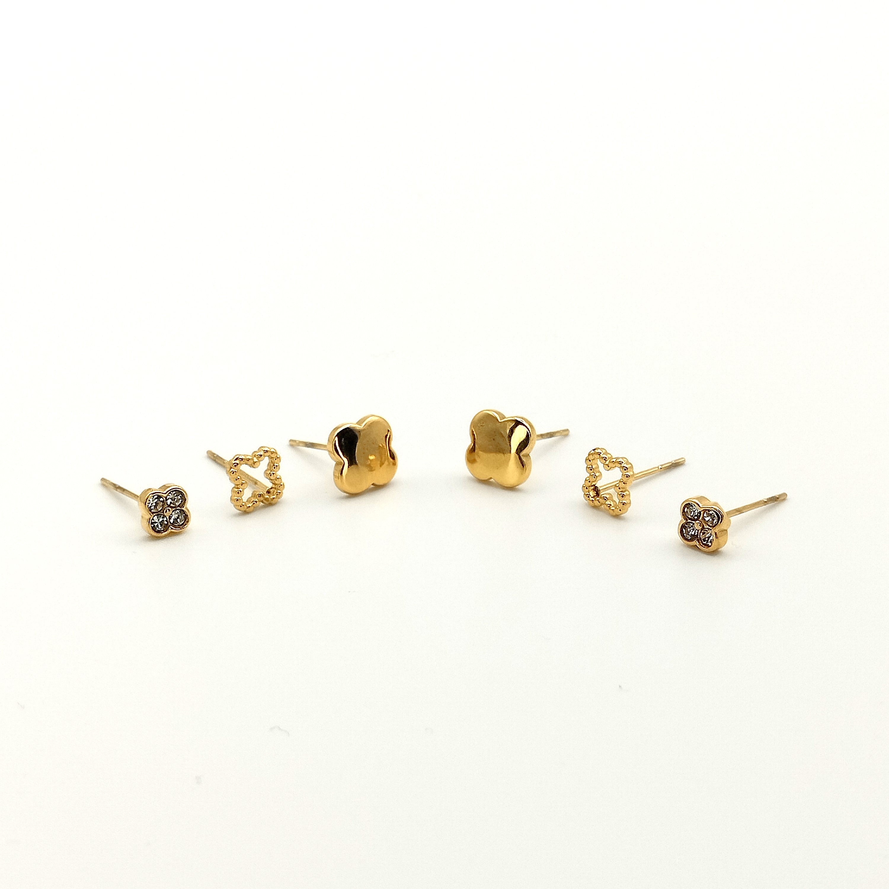 Σκουλαρίκια καρφωτά 3 τεμάχια τριφύλλι