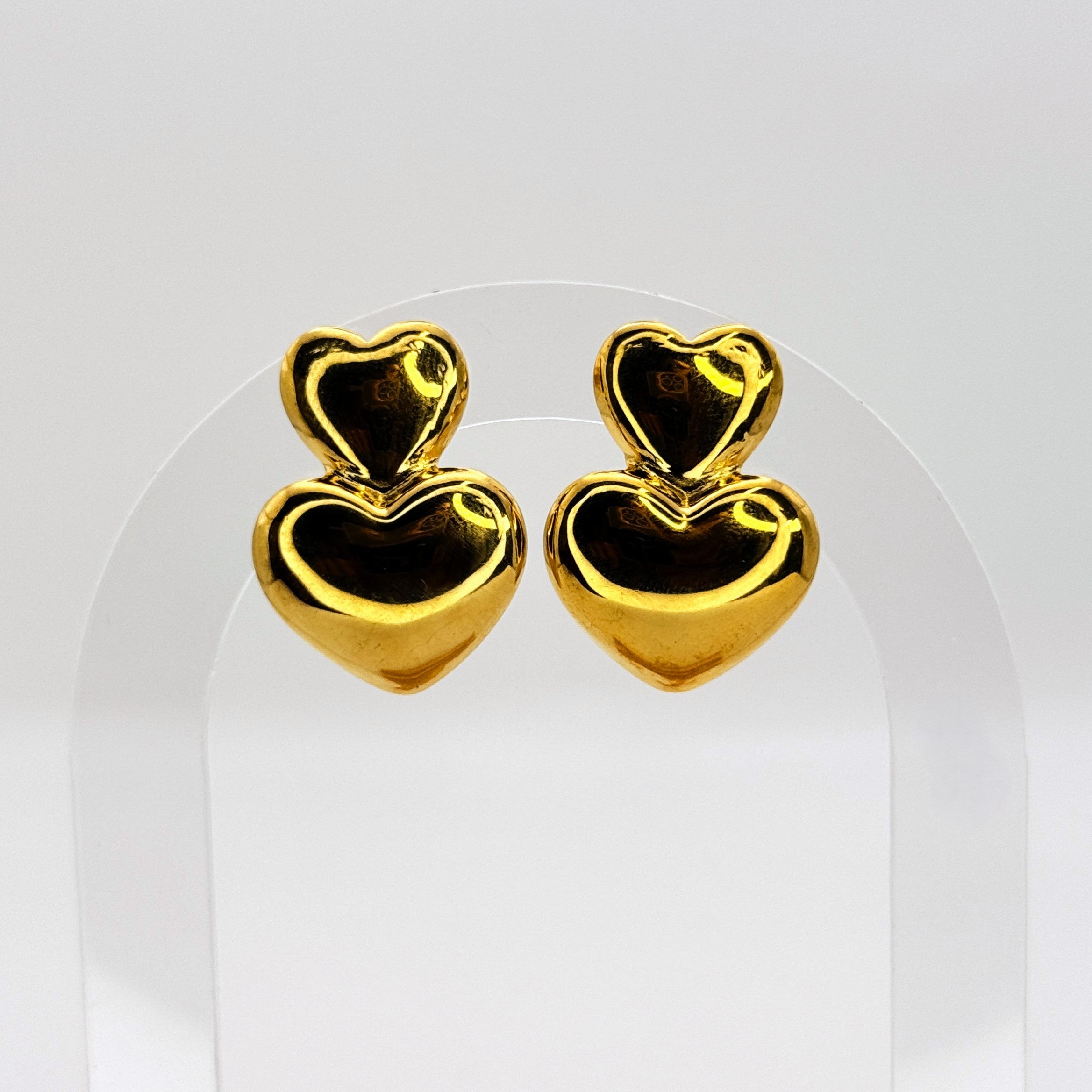 Σκουλαρίκια κρεμαστά διπλή καρδιά