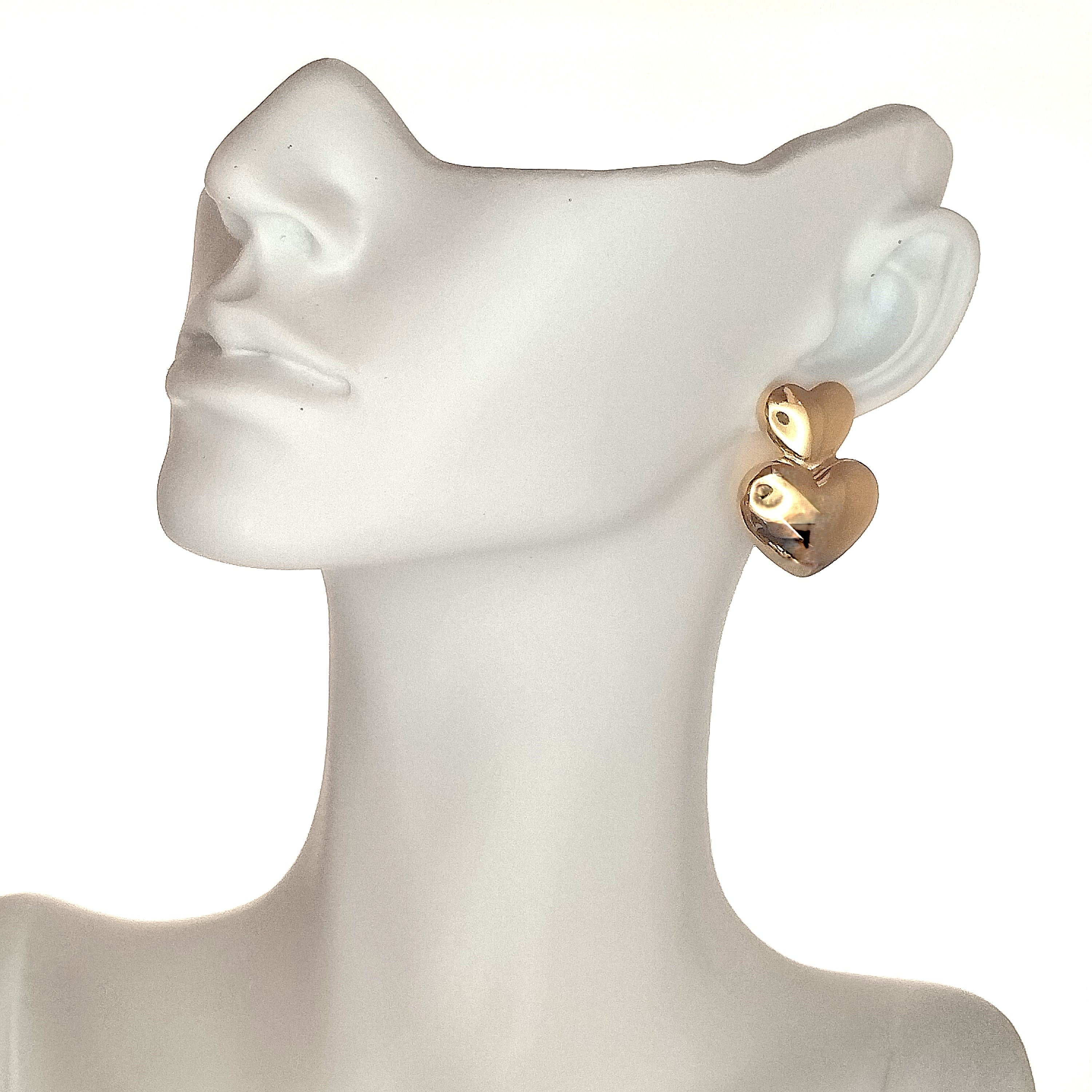 Σκουλαρίκια κρεμαστά διπλή καρδιά