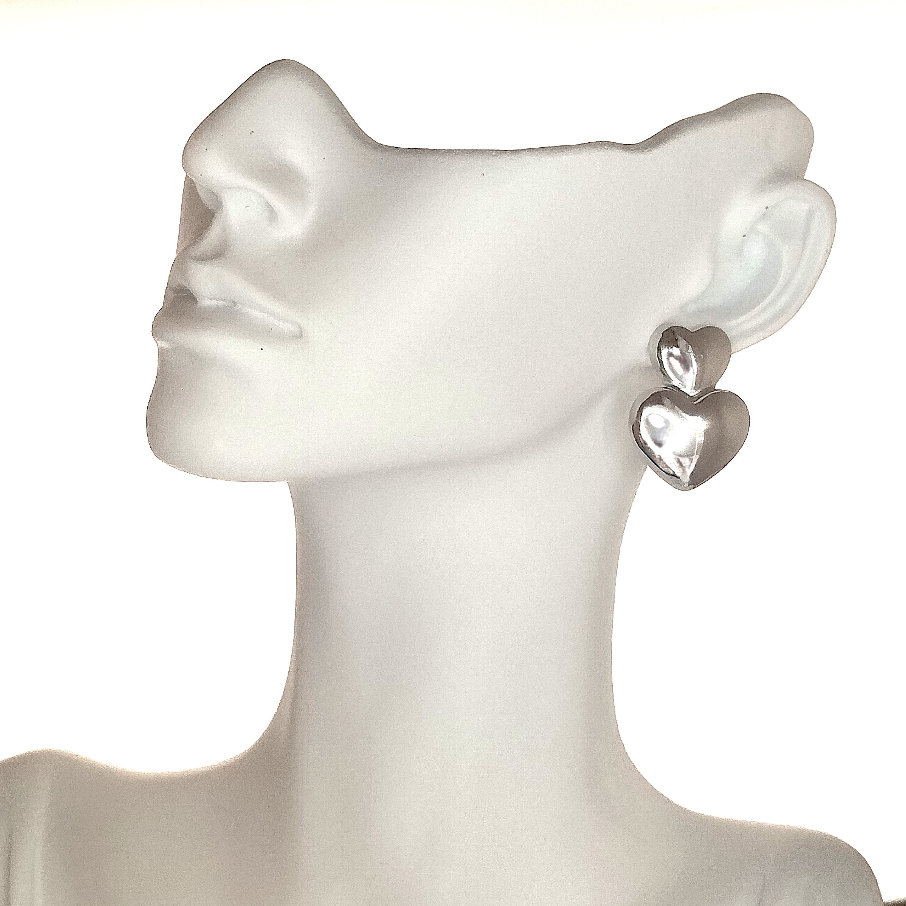 Σκουλαρίκια κρεμαστά διπλή καρδιά