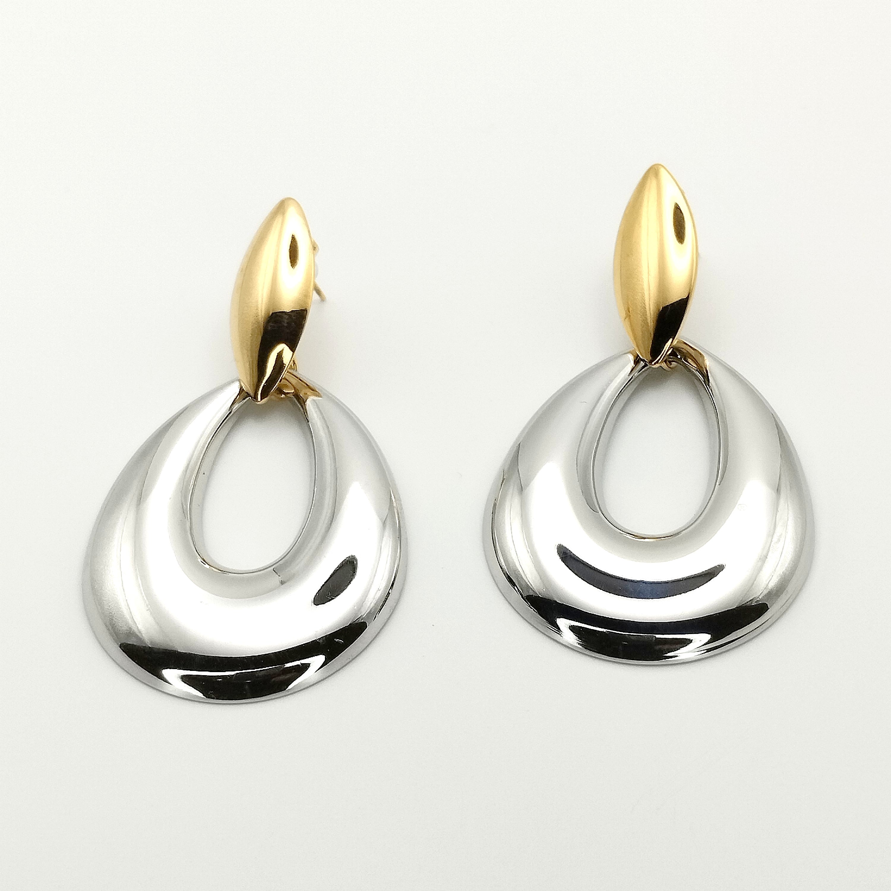 Σκουλαρίκια Κρεμαστά Μεγάλοι Κρίκοι Δίχρωμα