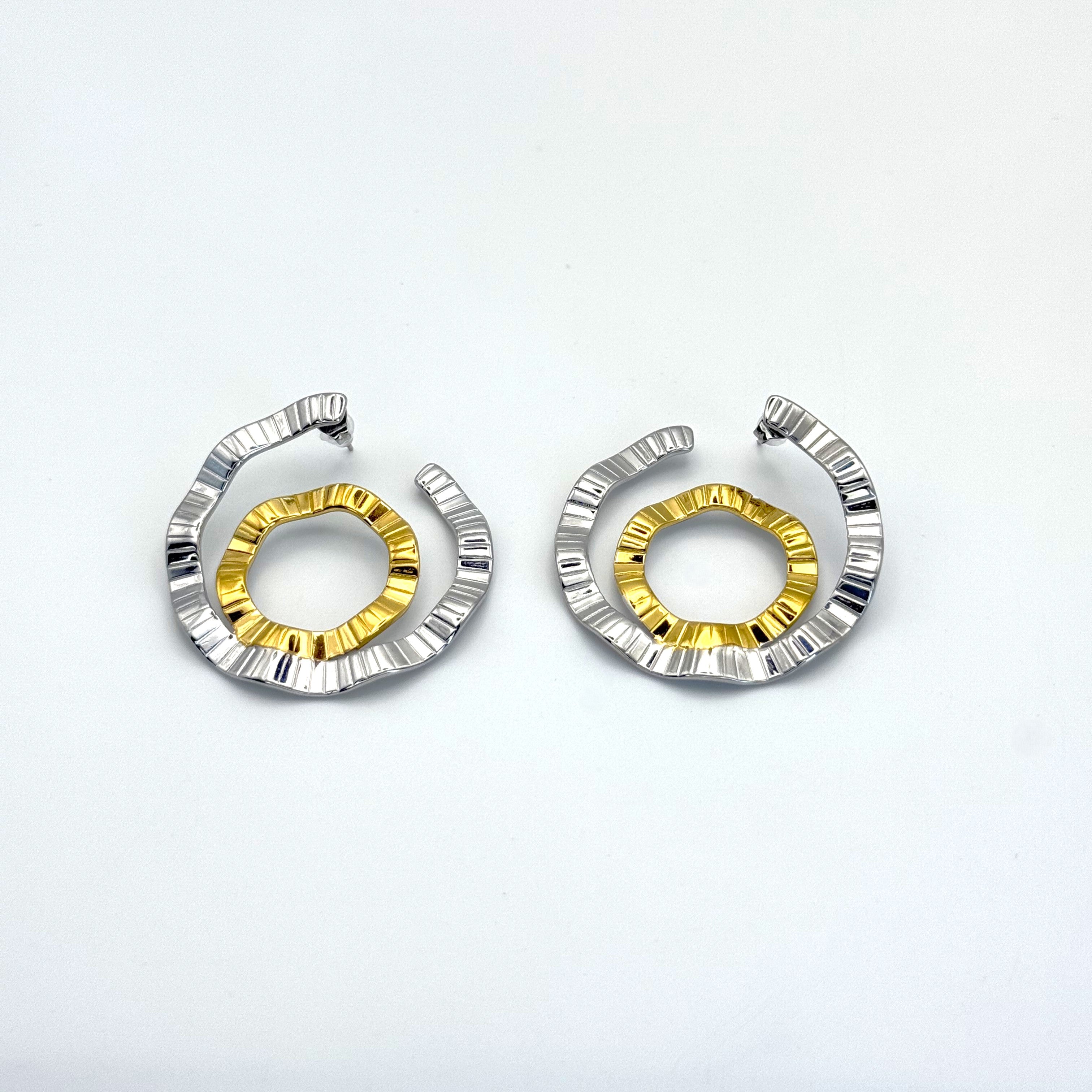 Σκουλαρίκια Δίχρωμα Σφυρήλατα