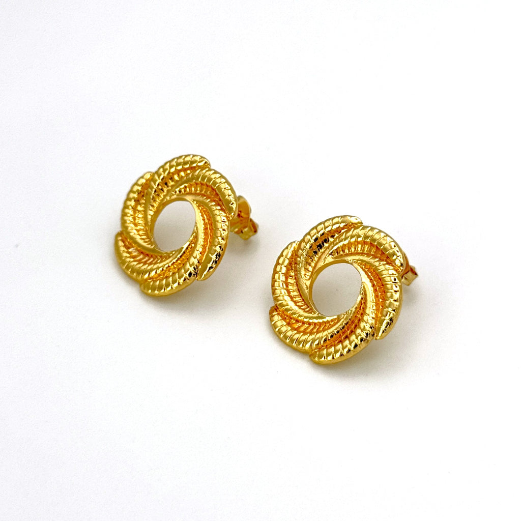 Σκουλαρίκια Ατσάλινα Κυκλικά Με Πλεκτό Σχέδιο Σπείρα