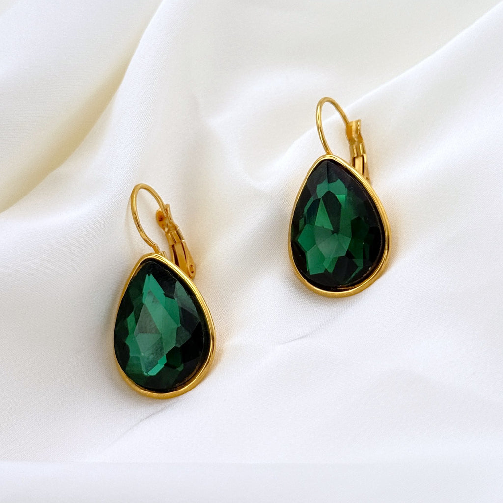 Σκουλαρίκια Ατσάλινα Μεγάλη Πέτρα Σχέδιο Δάκρυ