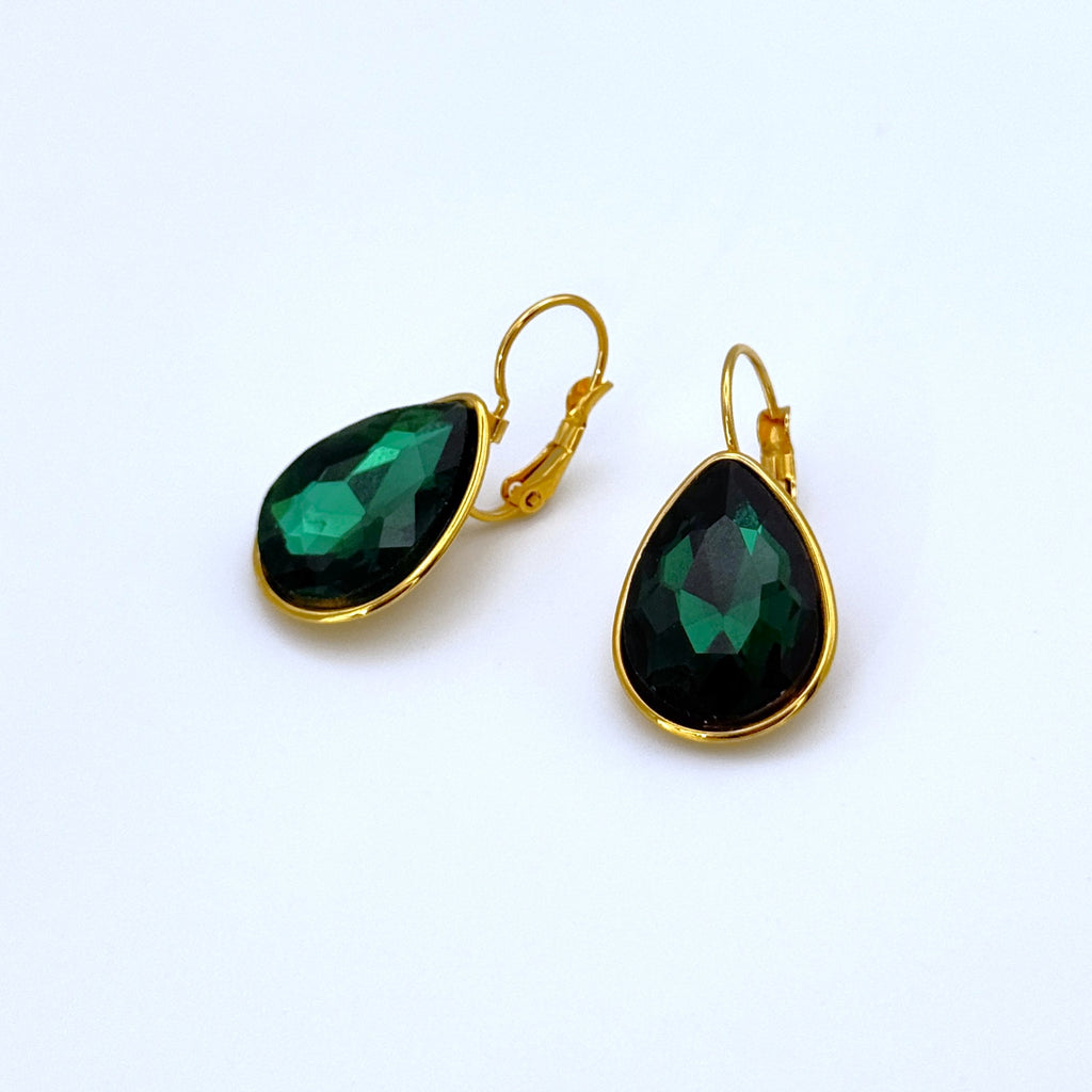 Σκουλαρίκια Ατσάλινα Μεγάλη Πέτρα Σχέδιο Δάκρυ