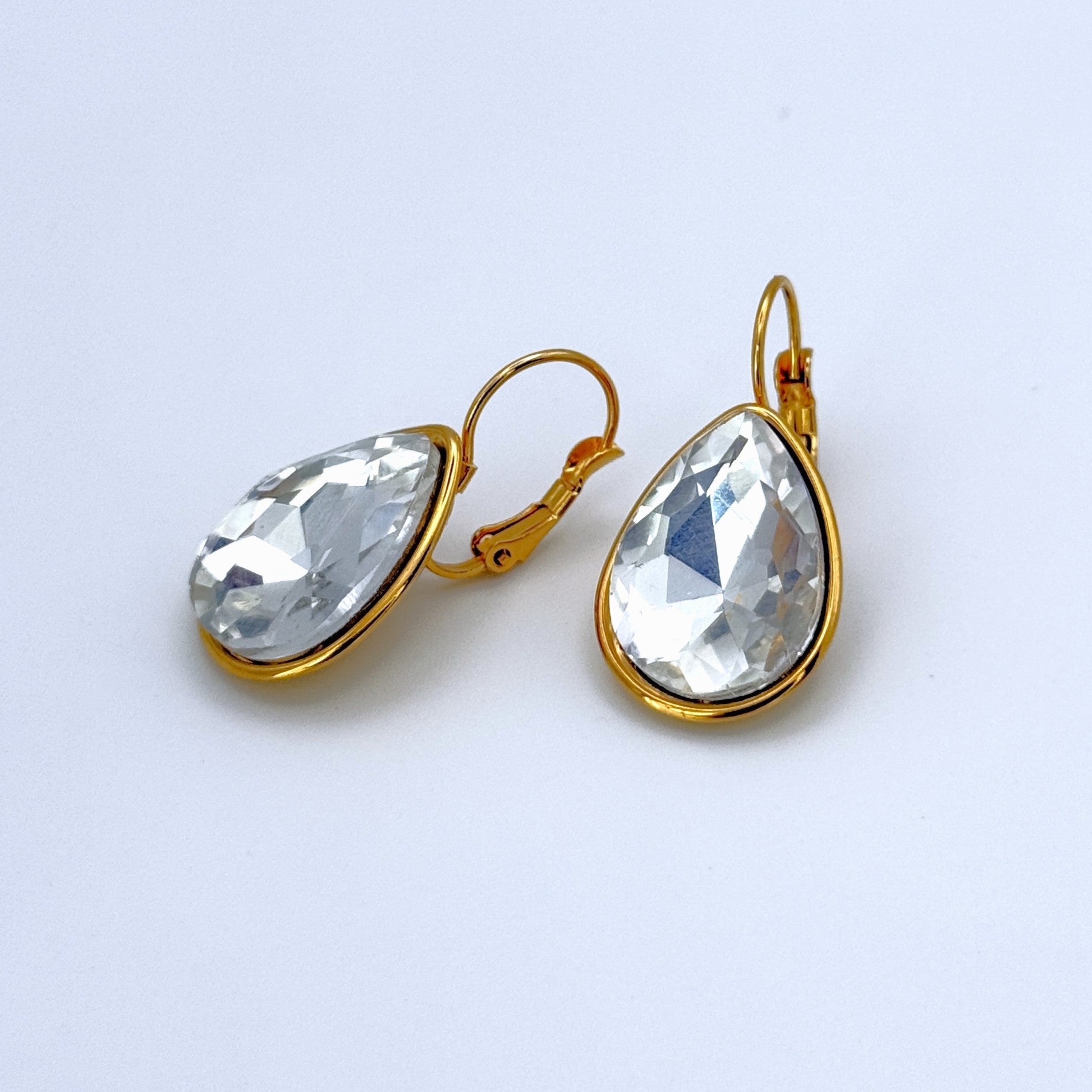 Σκουλαρίκια Ατσάλινα Μεγάλη Πέτρα Σχέδιο Δάκρυ