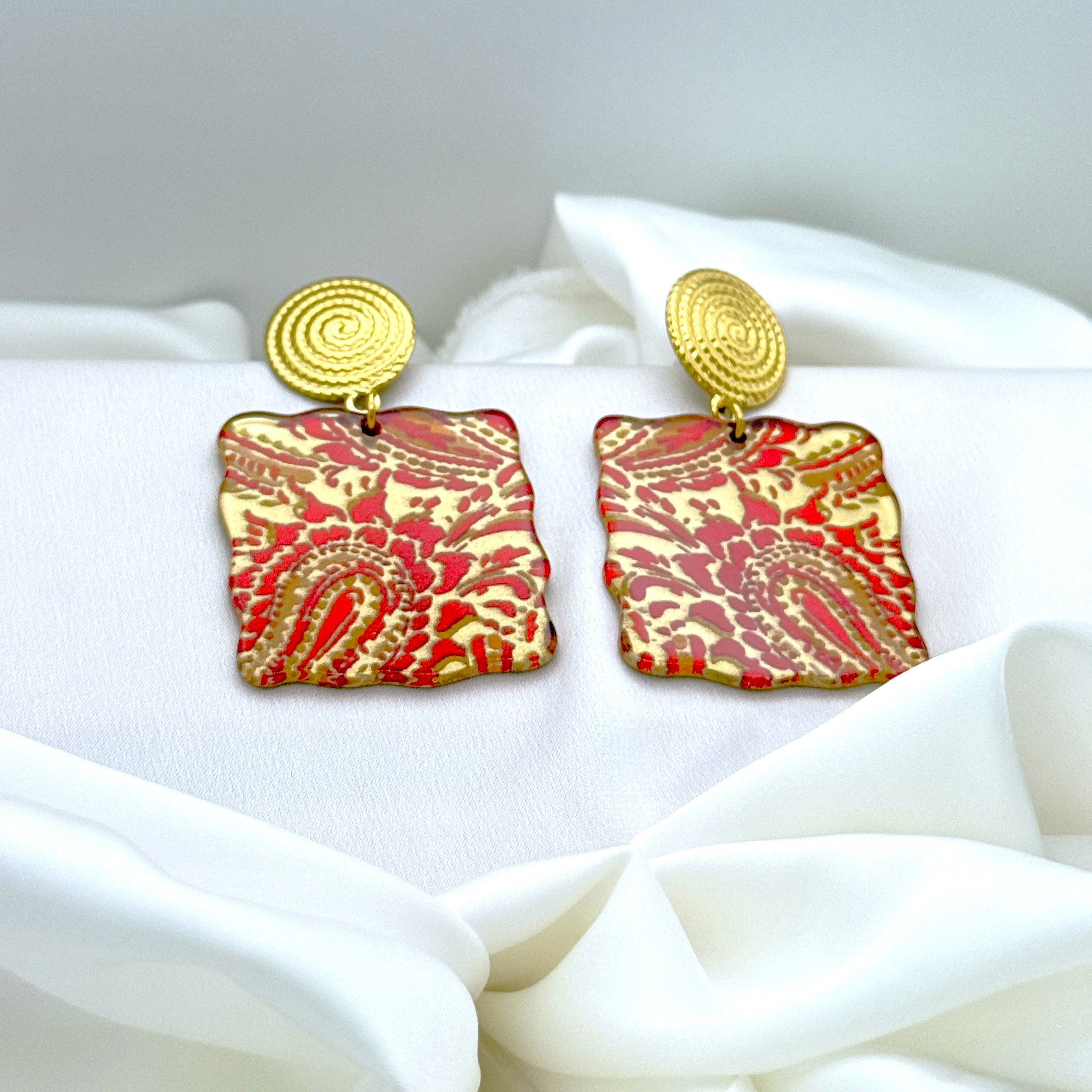 Σκουλαρίκια Ατσάλινα Κρεμαστά Έθνικ Μοτίβο