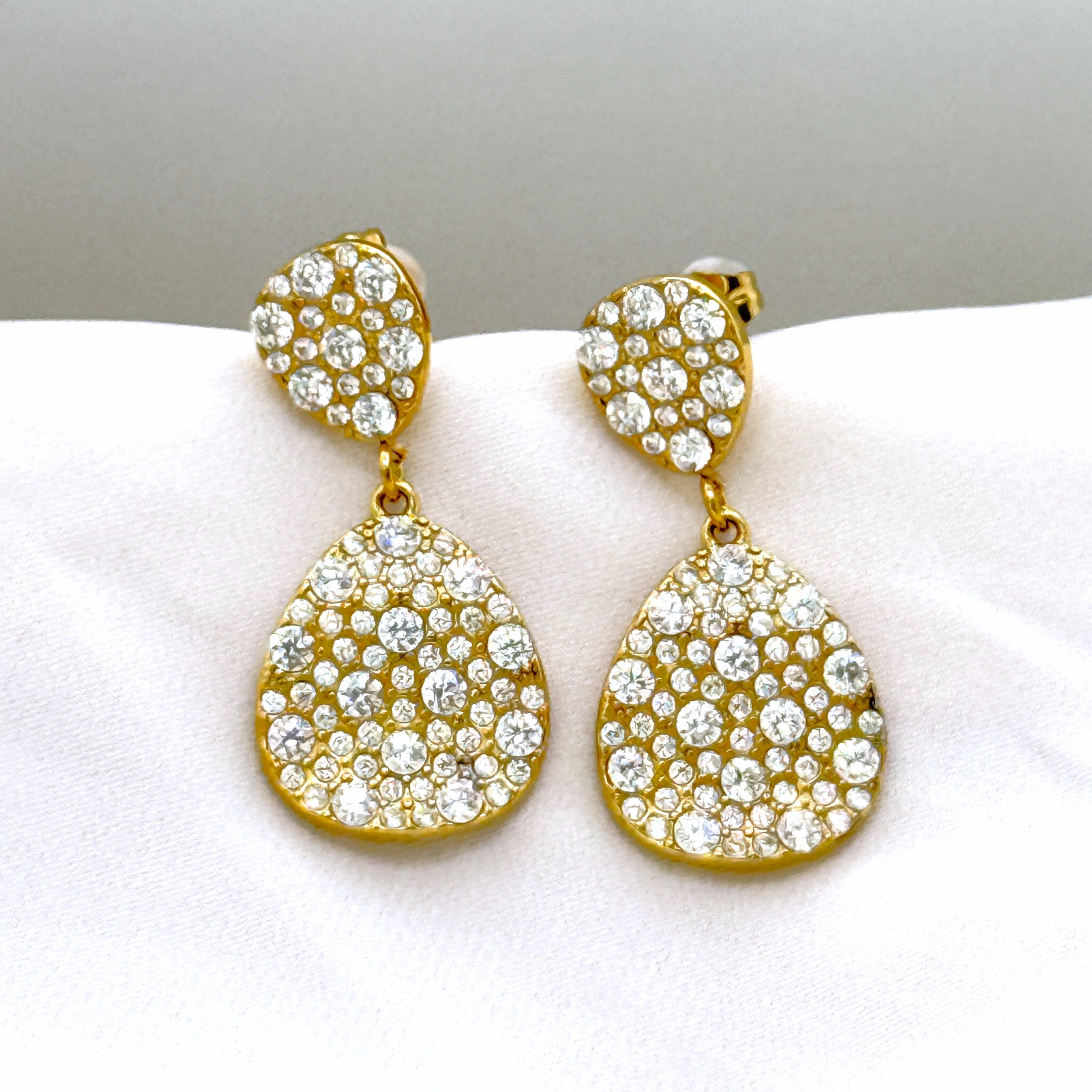 Σκουλαρίκια Ατσάλινα Κρεμαστά Pave Με Ζιργκόν