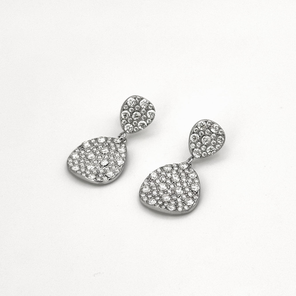 Σκουλαρίκια Ατσάλινα Κρεμαστά Pave Με Ζιργκόν