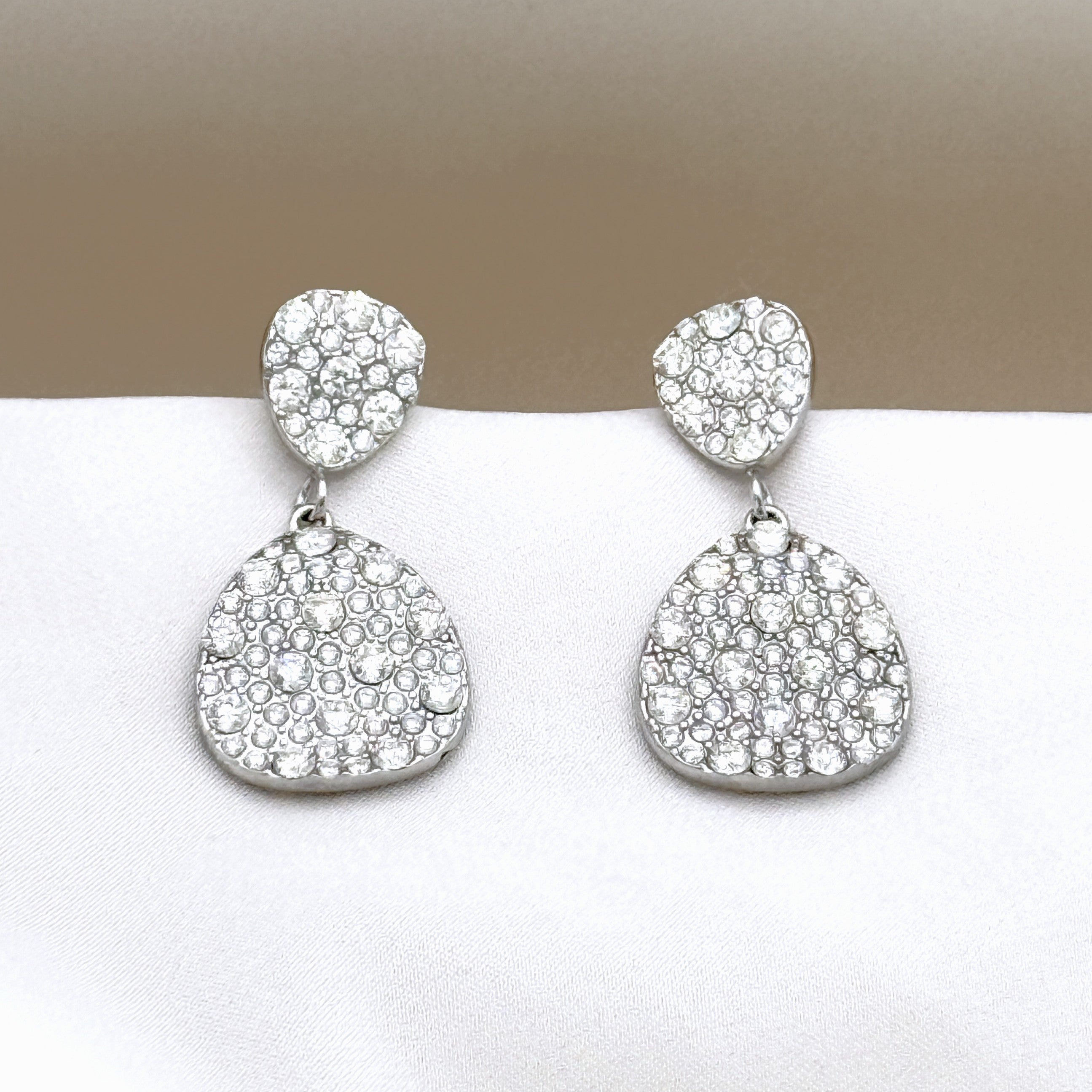 Σκουλαρίκια Ατσάλινα Κρεμαστά Pave Με Ζιργκόν