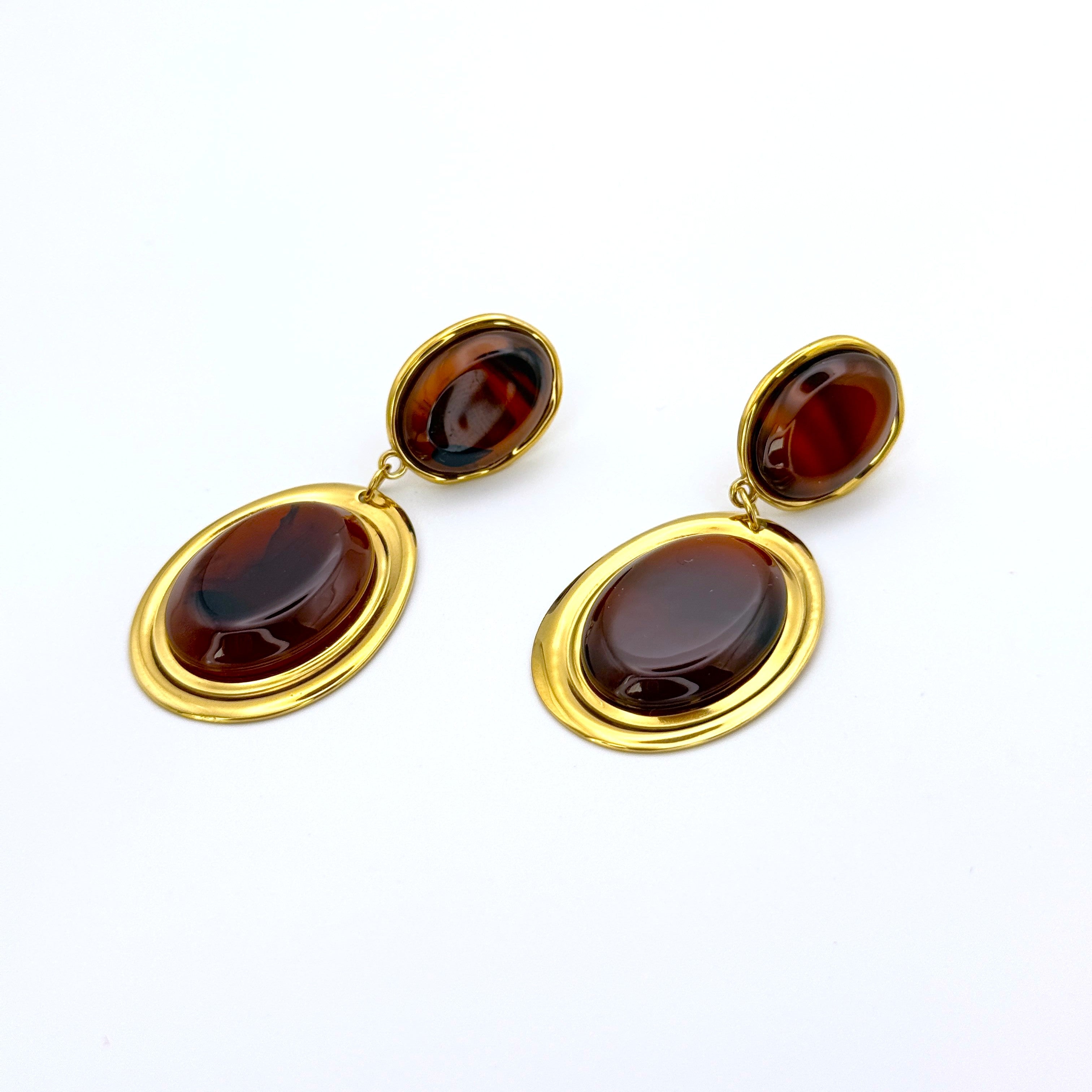 Σκουλαρίκια Ατσάλινα Statement Διπλό Οβάλ