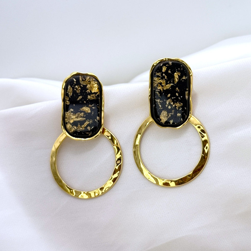 Σκουλαρίκια Ατσάλινα Statement Κρίκοι Με Ορθογώνιο Στοιχείο