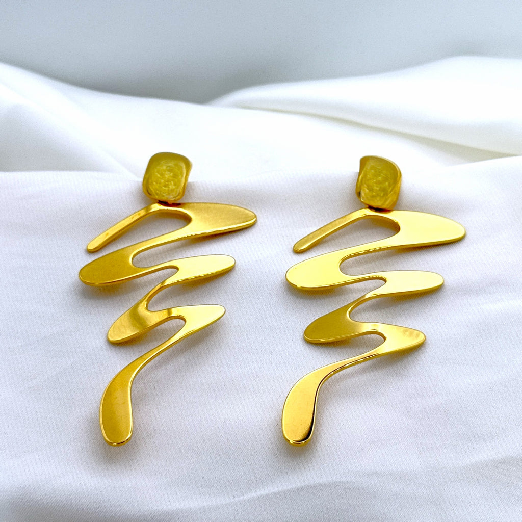 Σκουλαρίκια Ατσάλινα Statement Με Αφηρημένες Γραμμές