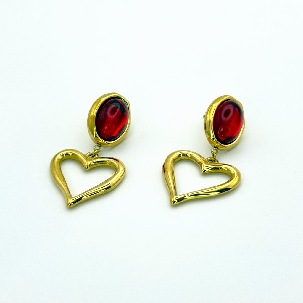 Σκουλαρίκια Ατσάλινα Statement Καρδιές