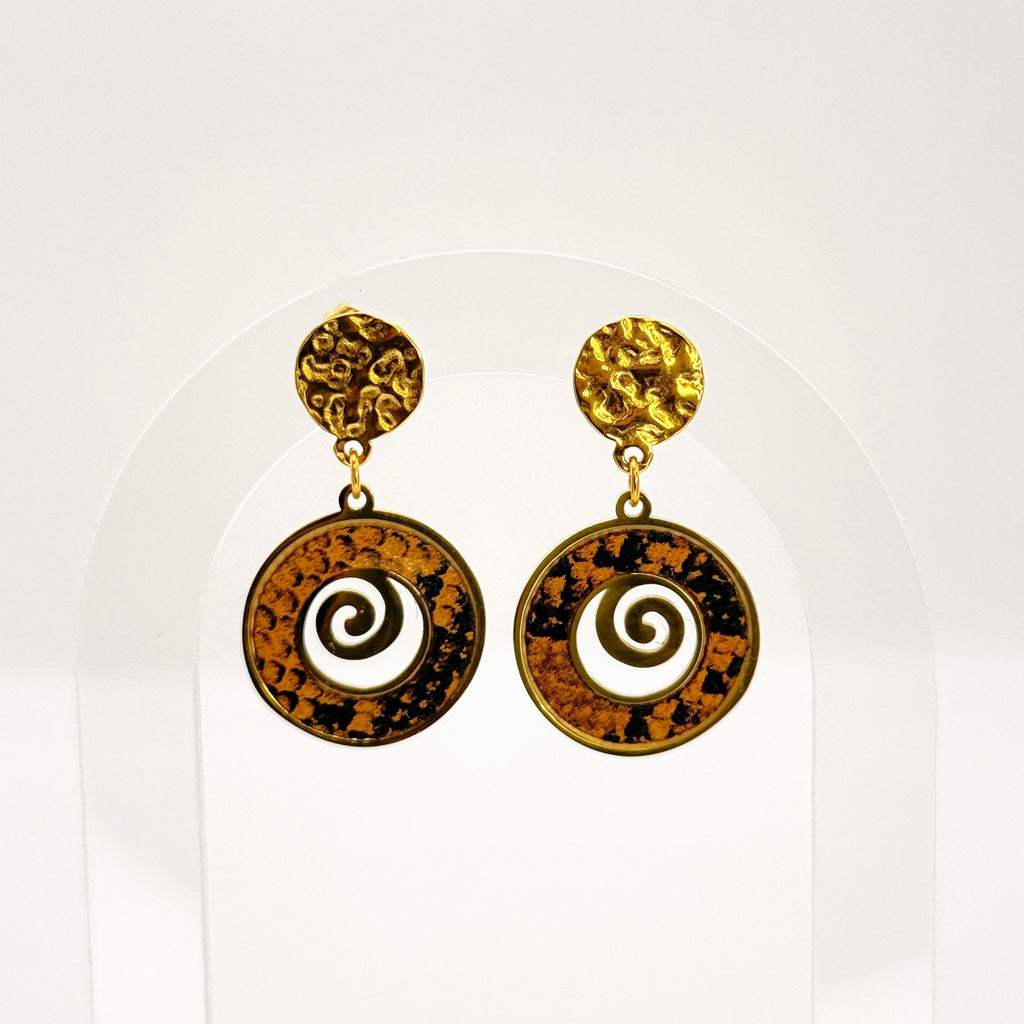 Statement Σκουλαρίκια Με Animal Print Σπιράλ