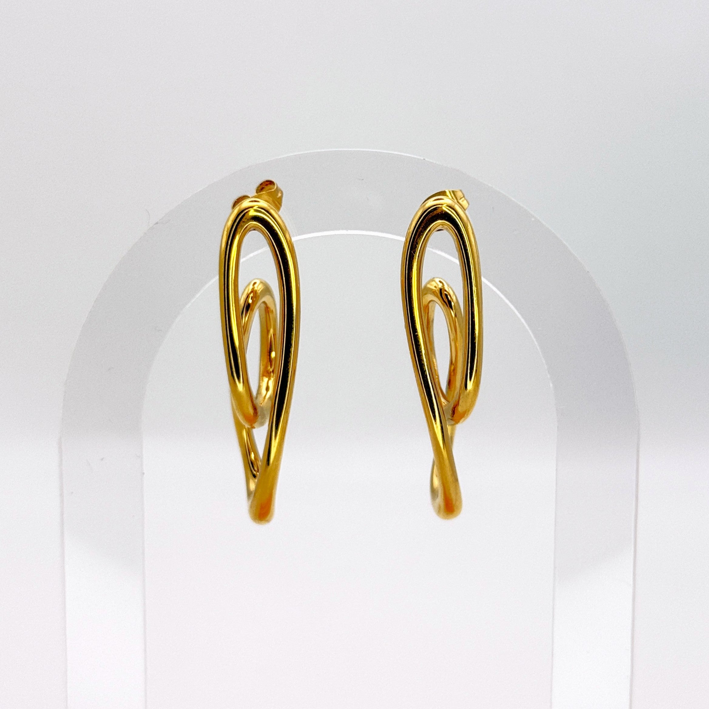 Minimal Σκουλαρίκια Με Καμπυλωτό Οργανικό Σχέδιο