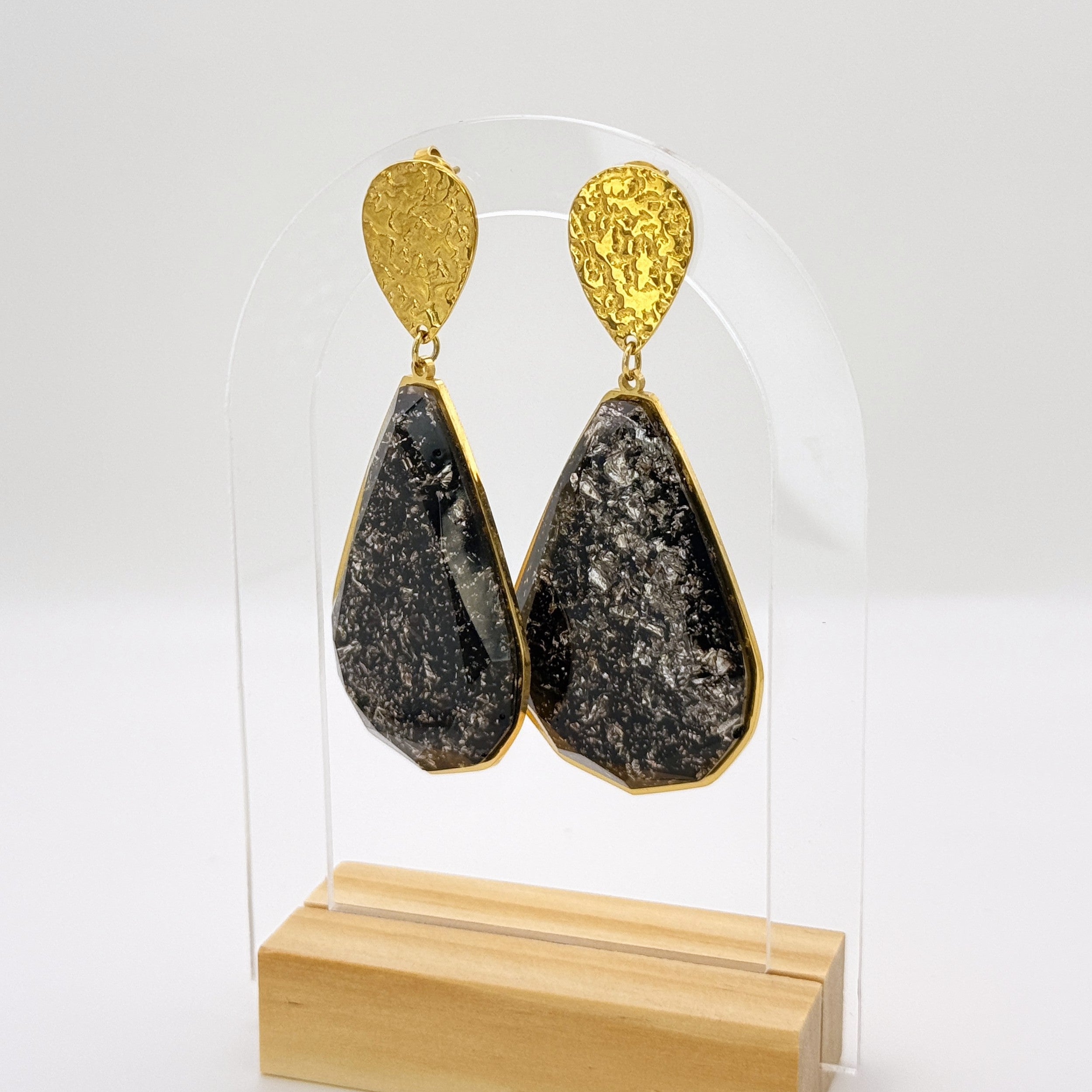 Glamorous Σκουλαρίκια με Γεωμετρικό Σχέδιο και Glitter Εφέ