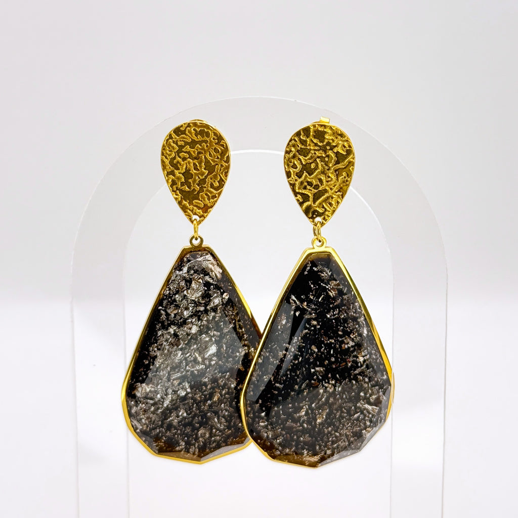 Glamorous Σκουλαρίκια με Γεωμετρικό Σχέδιο και Glitter Εφέ