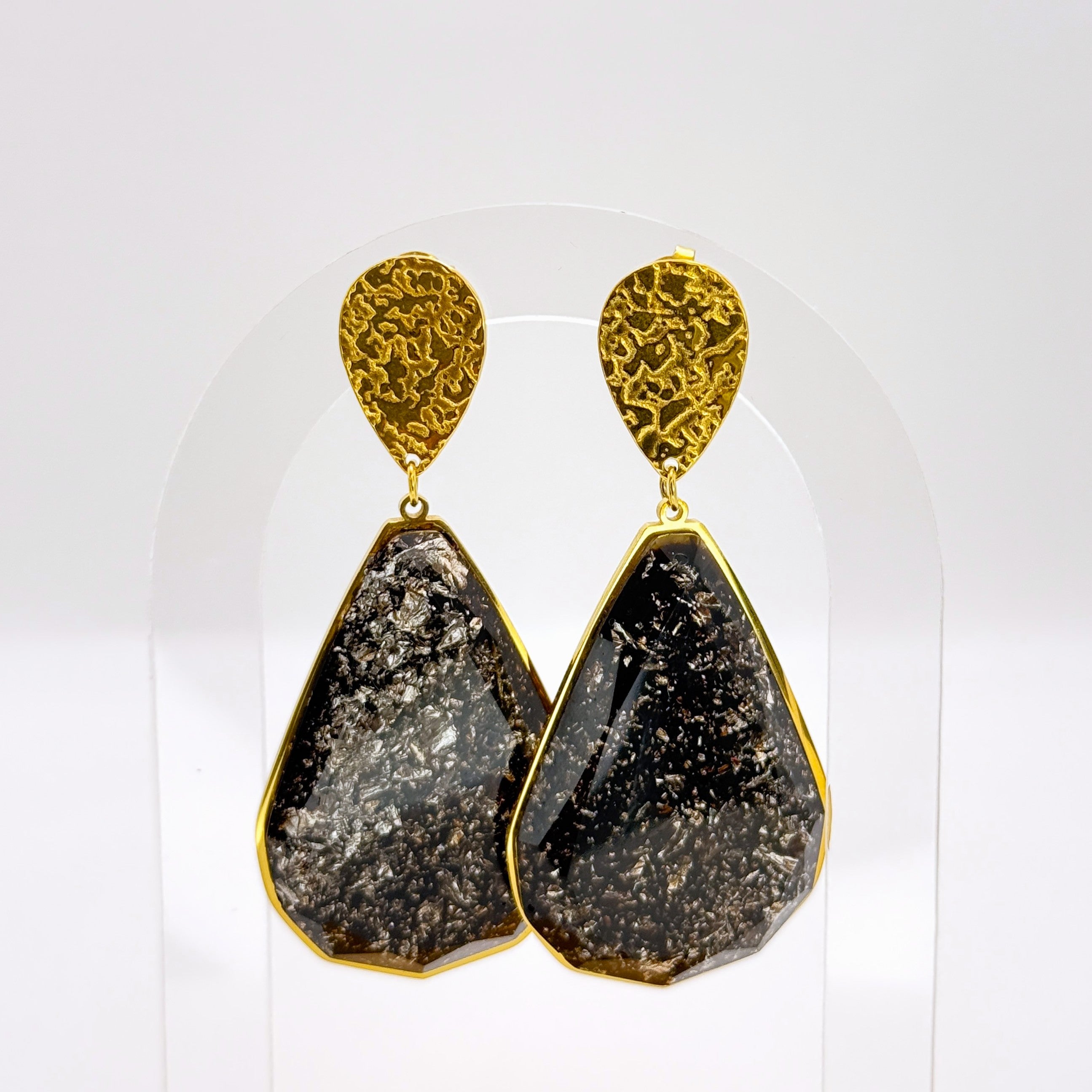 Glamorous Σκουλαρίκια με Γεωμετρικό Σχέδιο και Glitter Εφέ