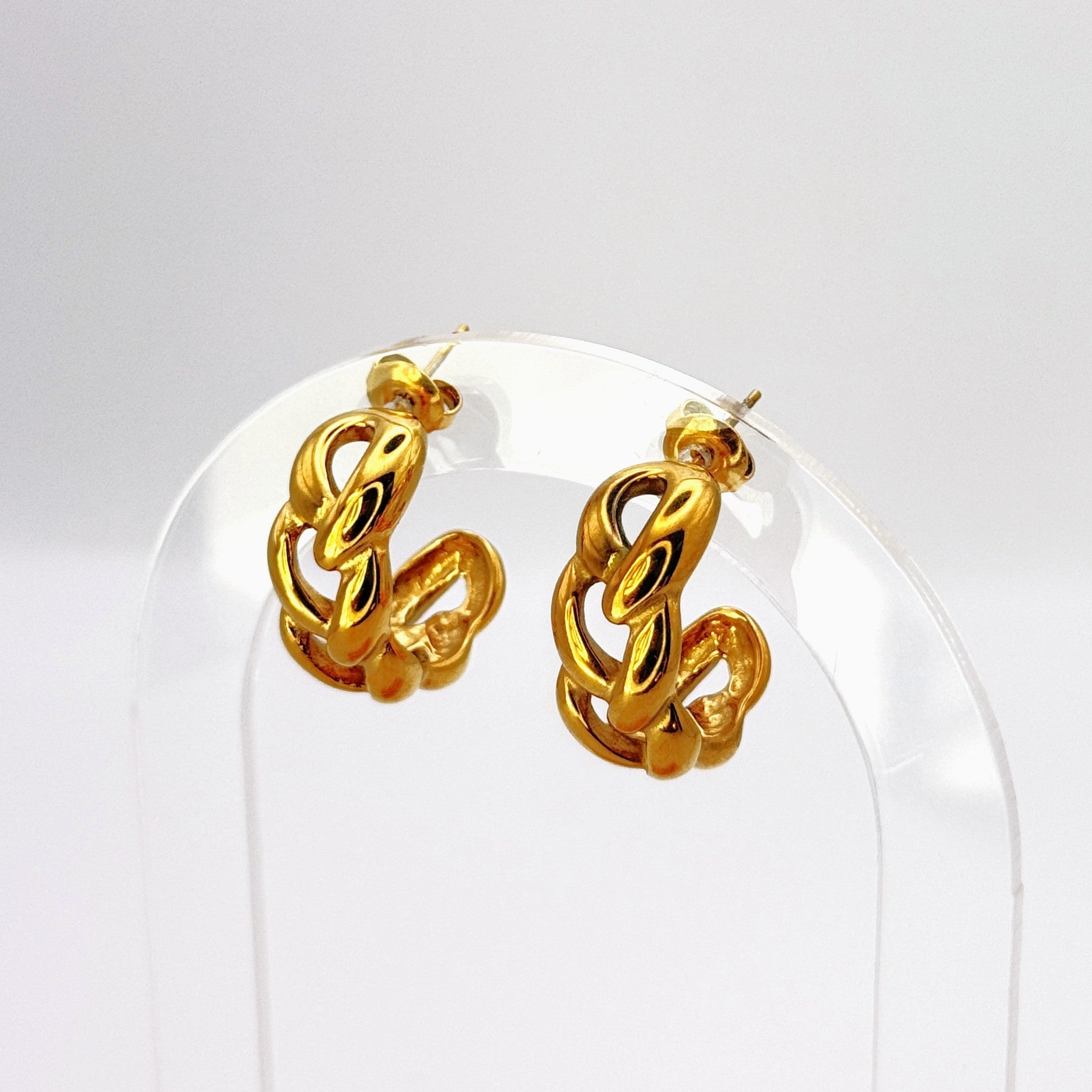 Chunky Σκουλαρίκια Κρίκοι με Σχέδιο Αλυσίδας (Chain Link Hoops)