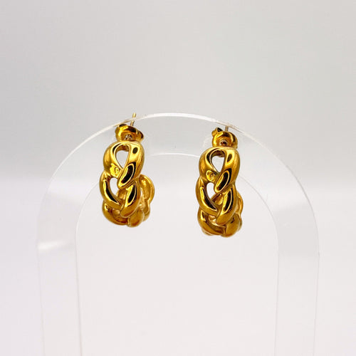 Chunky Σκουλαρίκια Κρίκοι με Σχέδιο Αλυσίδας (Chain Link Hoops)