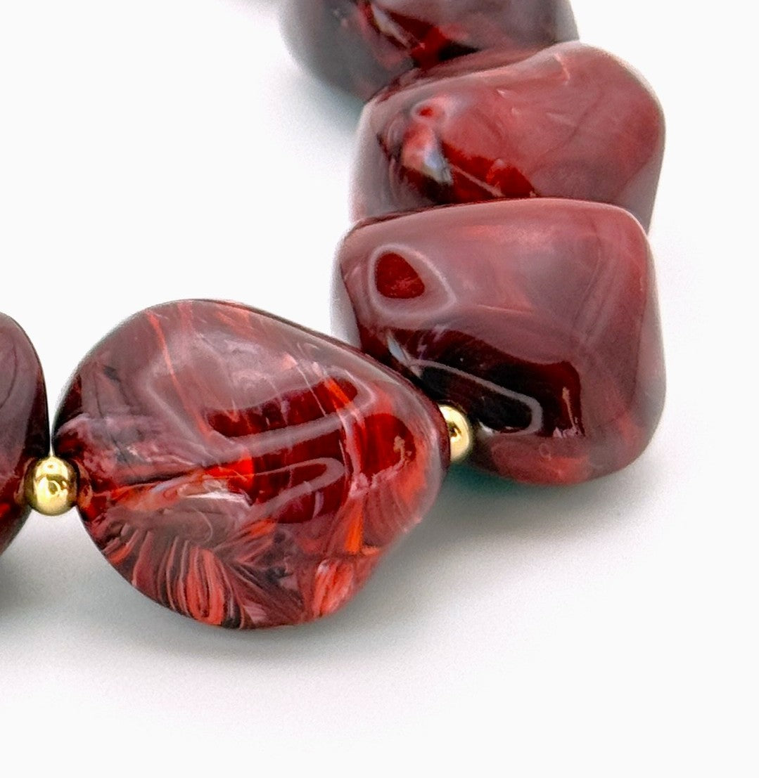 Κολιέ Ατσάλινο Τσόκερ Με Ακανόνιστες Πέτρες