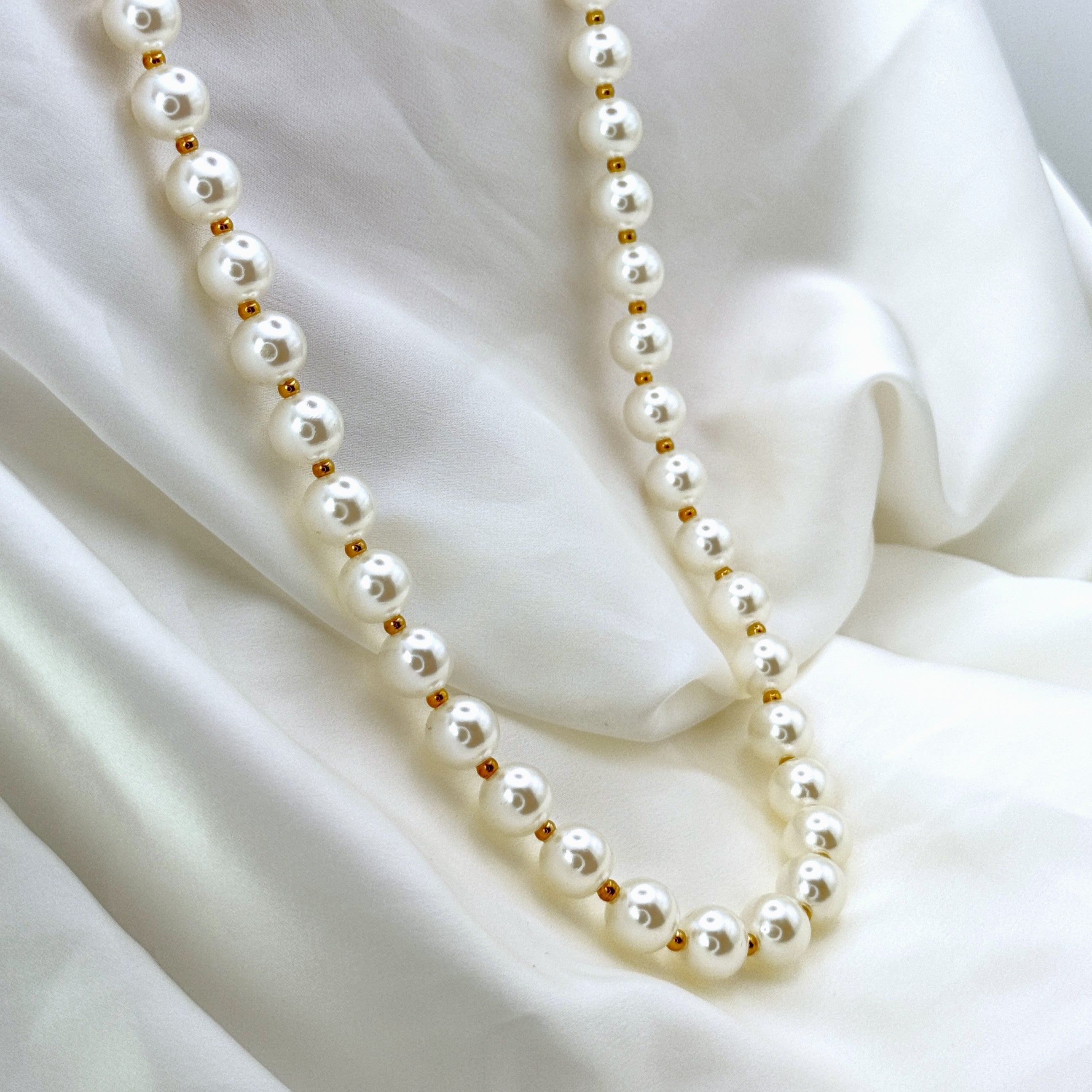 Κολιέ Ατσάλινο Διαχρονικό Μεγάλη Αλυσίδα Πέρλας