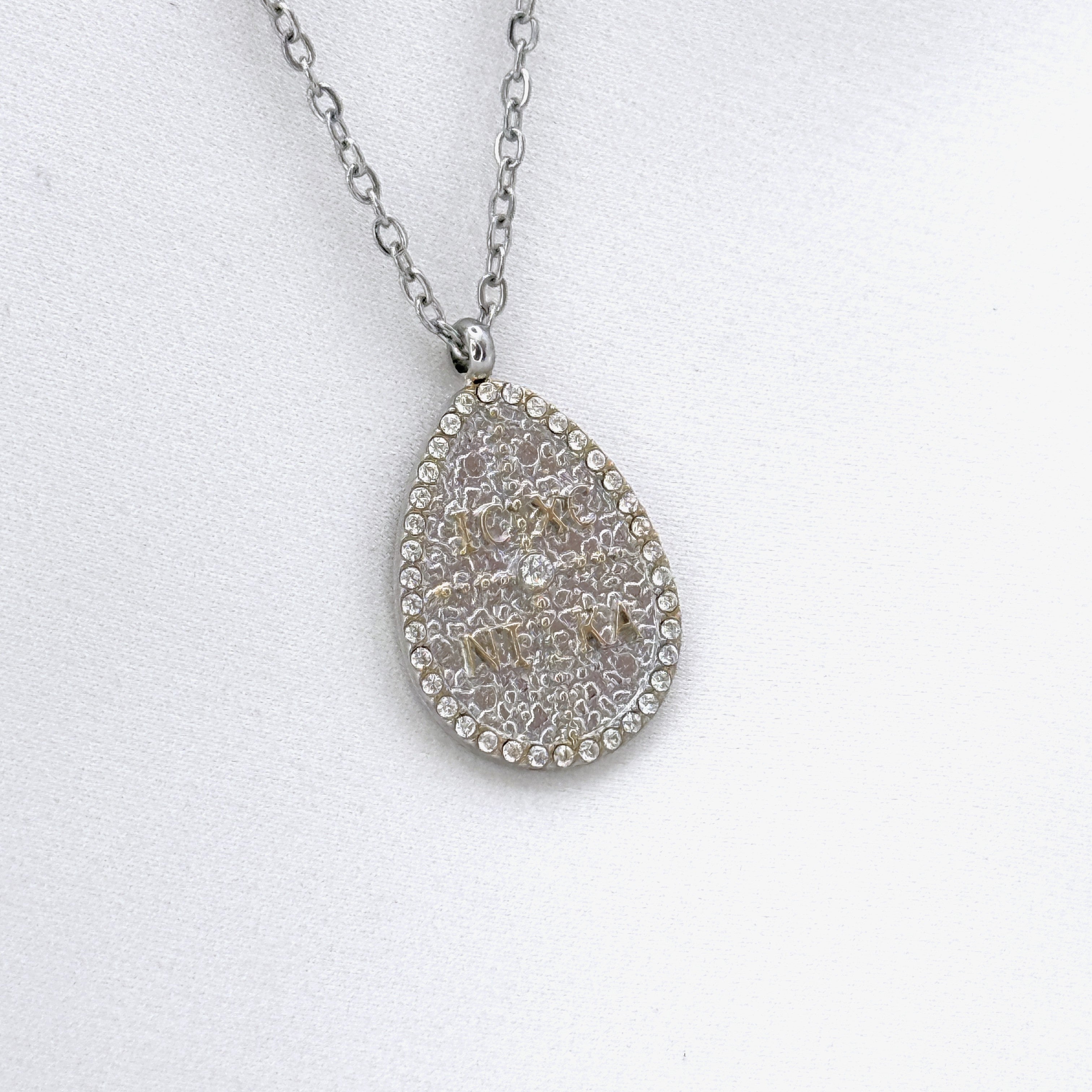 Κολιέ Ατσάλινο Pear Shape Religious Pendant