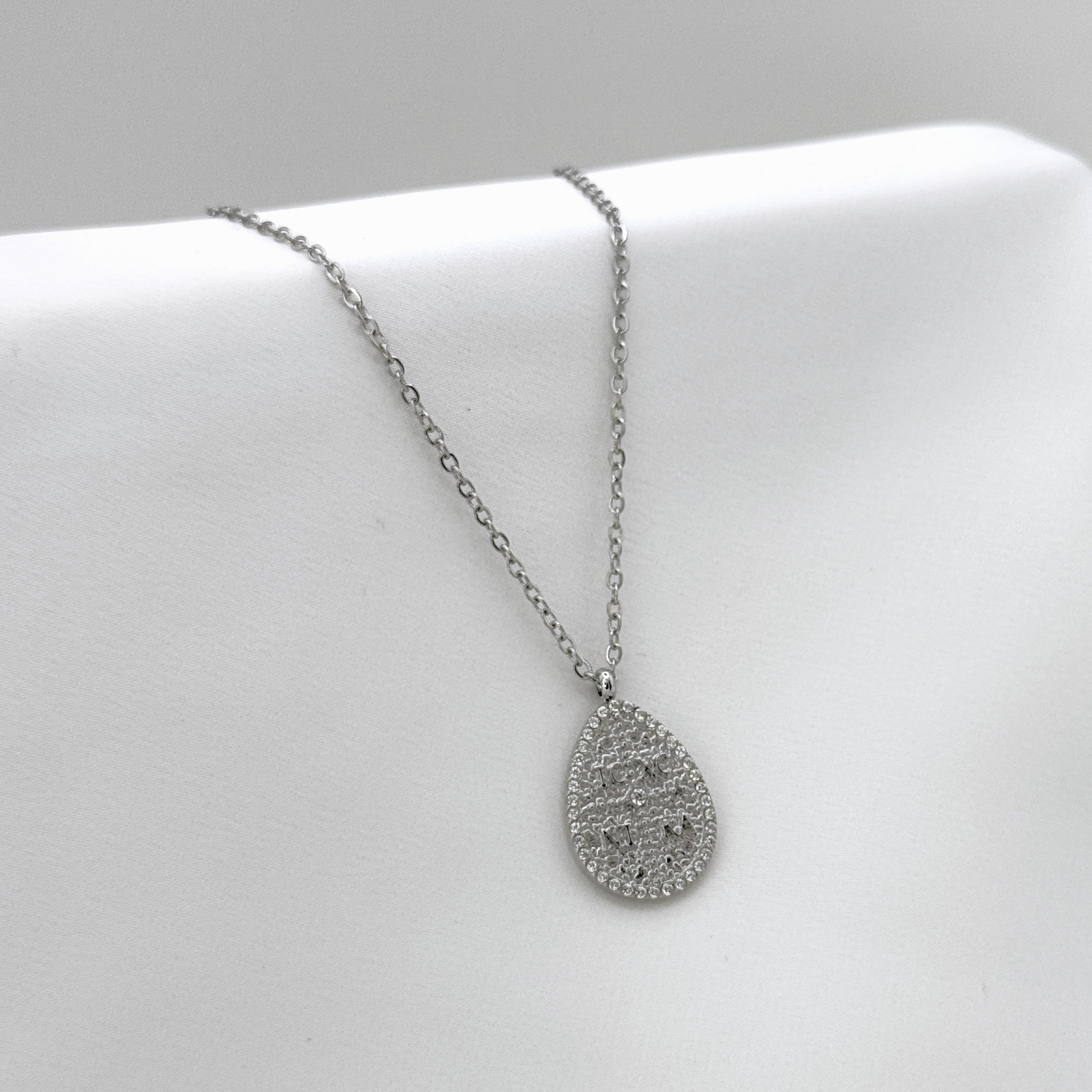 Κολιέ Ατσάλινο Pear Shape Religious Pendant