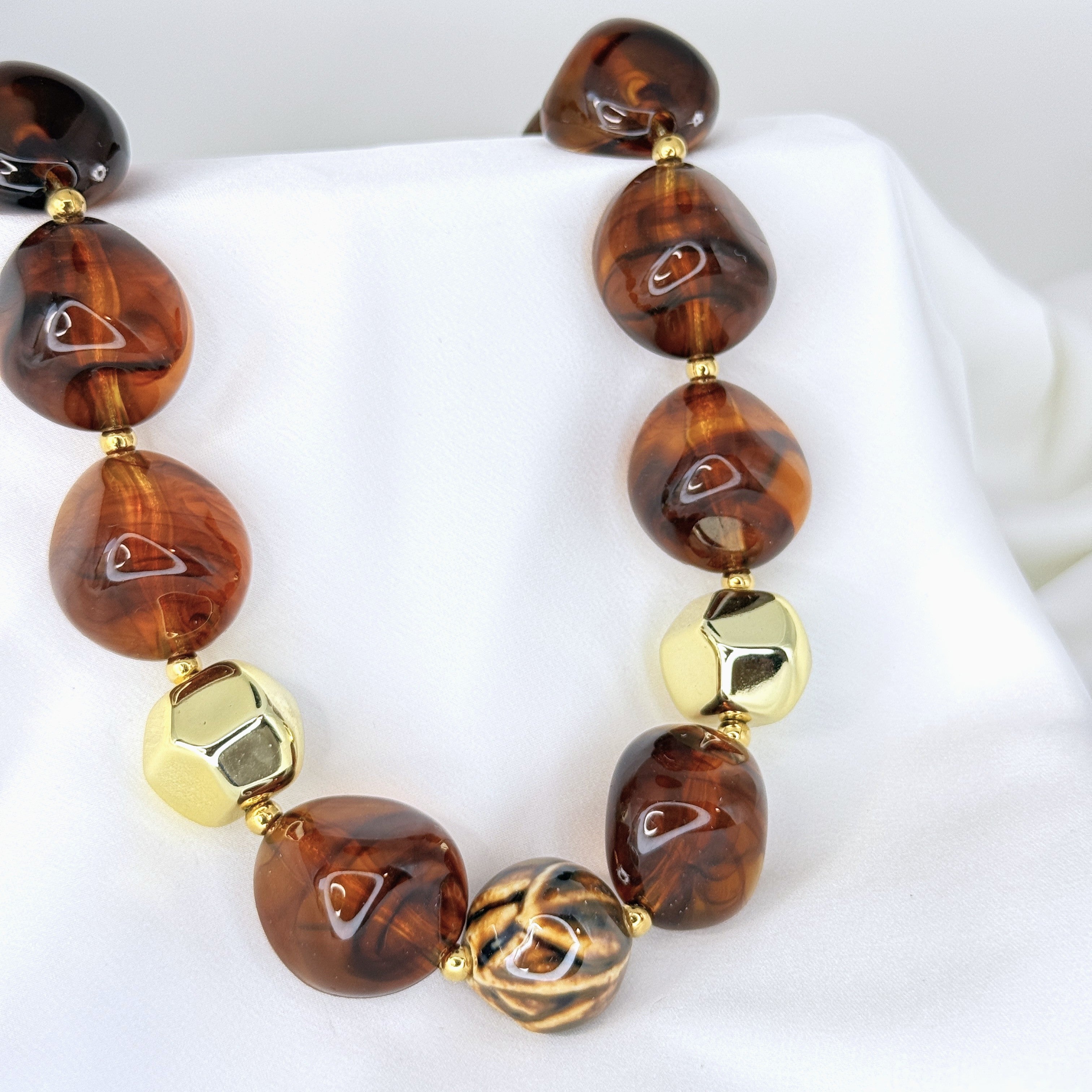 Statement Κολιέ Με Μεγάλες "Marble" Χάντρες