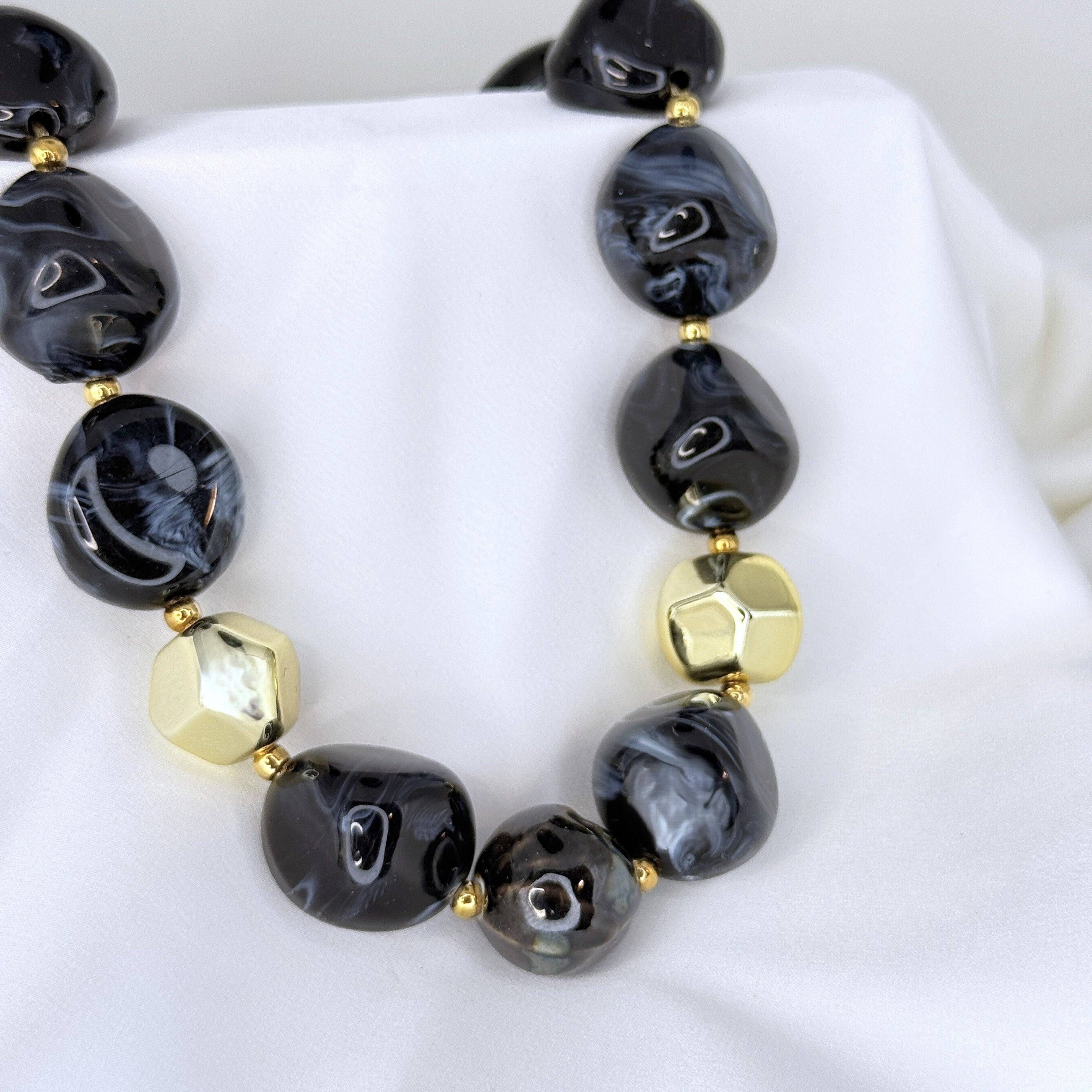 Statement Κολιέ Με Μεγάλες "Marble" Χάντρες