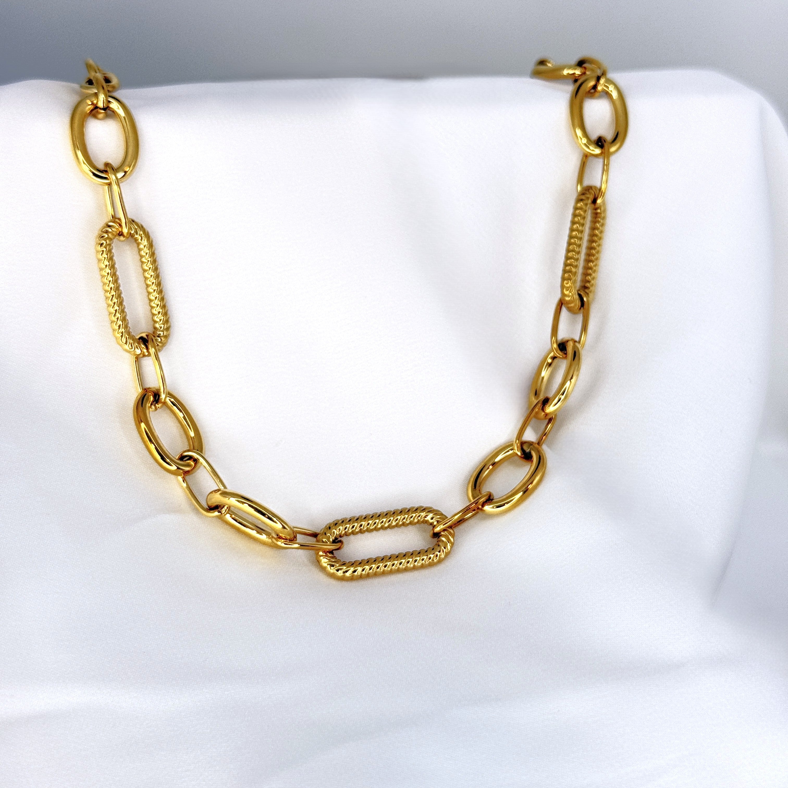 Κολιέ Ατσάλινο Gold Mixed Link Chain