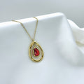 Κολιέ Με Διπλό Μενταγιόν "Teardrop" Και Faceted Κρύσταλλο
