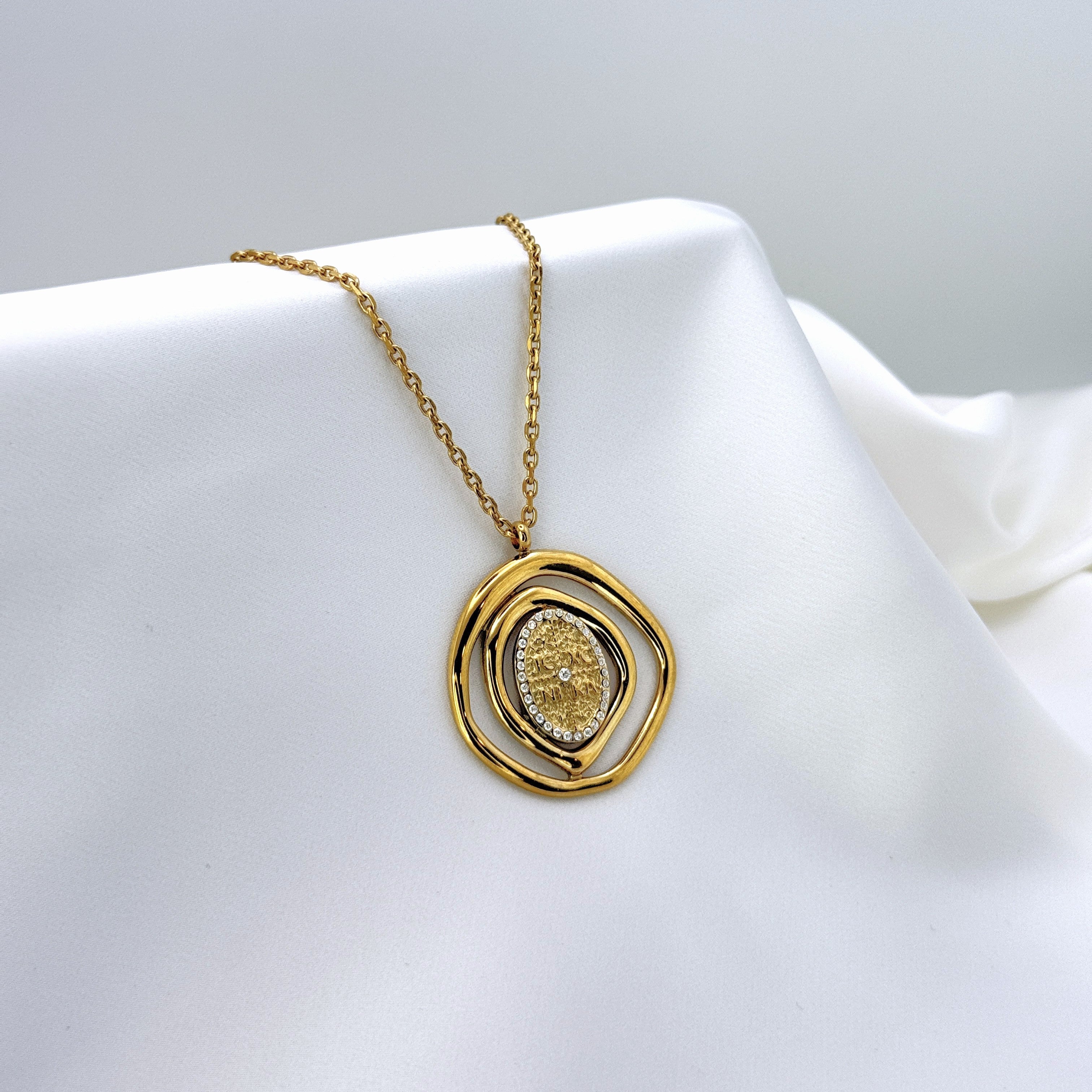 Κολιέ Ατσάλινο Gold Abstract Orbit