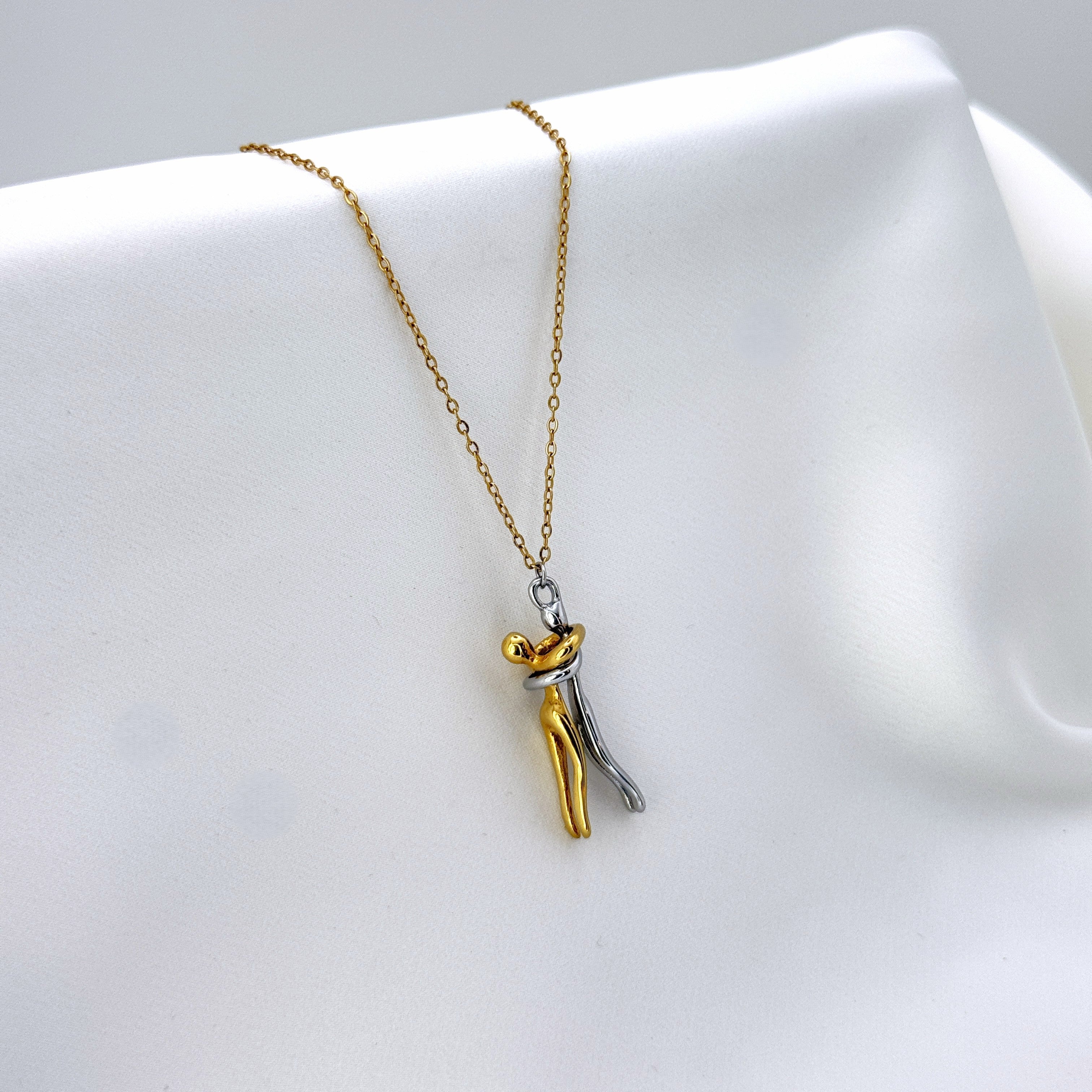 Κολιέ Ατσάλινο Two-Tone Lovers Embrace